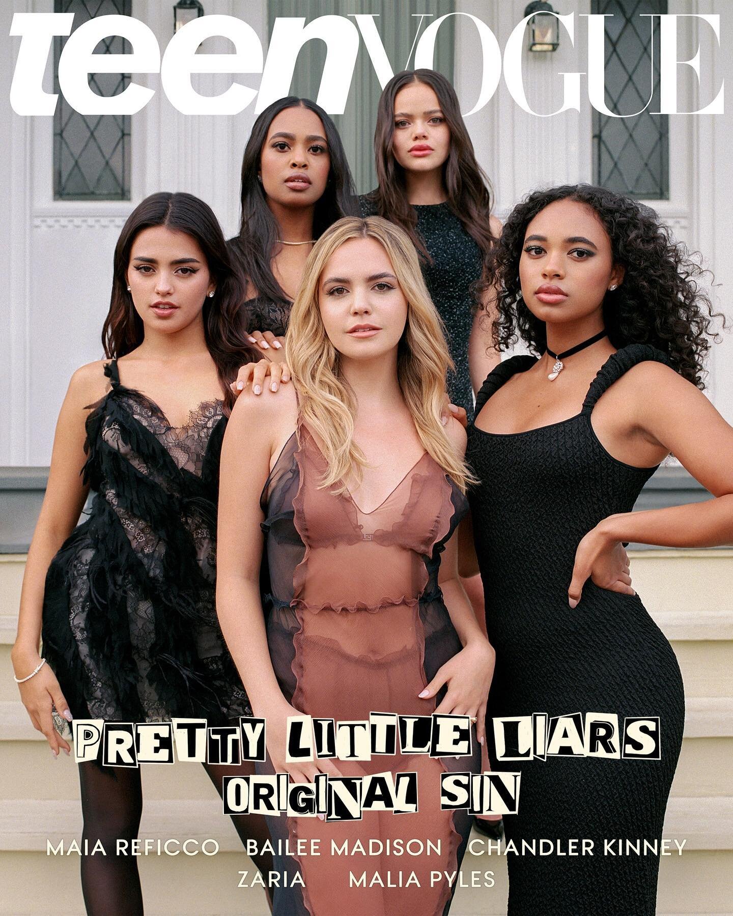 The cast of @prettylittleliars for @teenvogue&rsquo;s July/August 2022 Cover 🌟

Talent:
@baileemadison
@chandlerlkinney
@maiareficco
@zariazariazaria
@maliapyles

Credits:
Photographer: @izackmr
Writer: @claire_ifying
Stylist: @jermaine_daley
Hair S