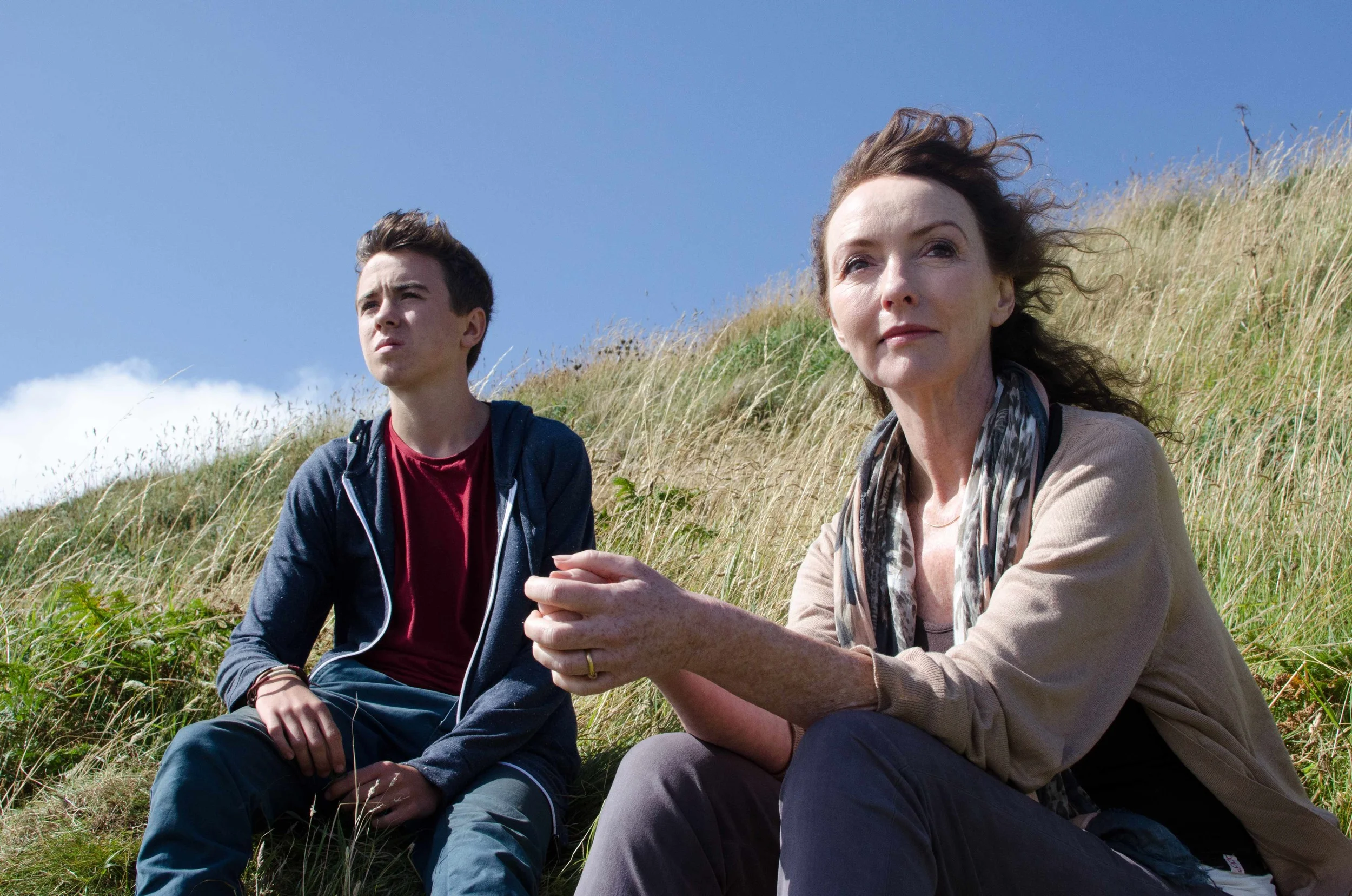 Samuel Davies as Josh and Melanie Walters as Bethan in Long Arm's High Tide, 