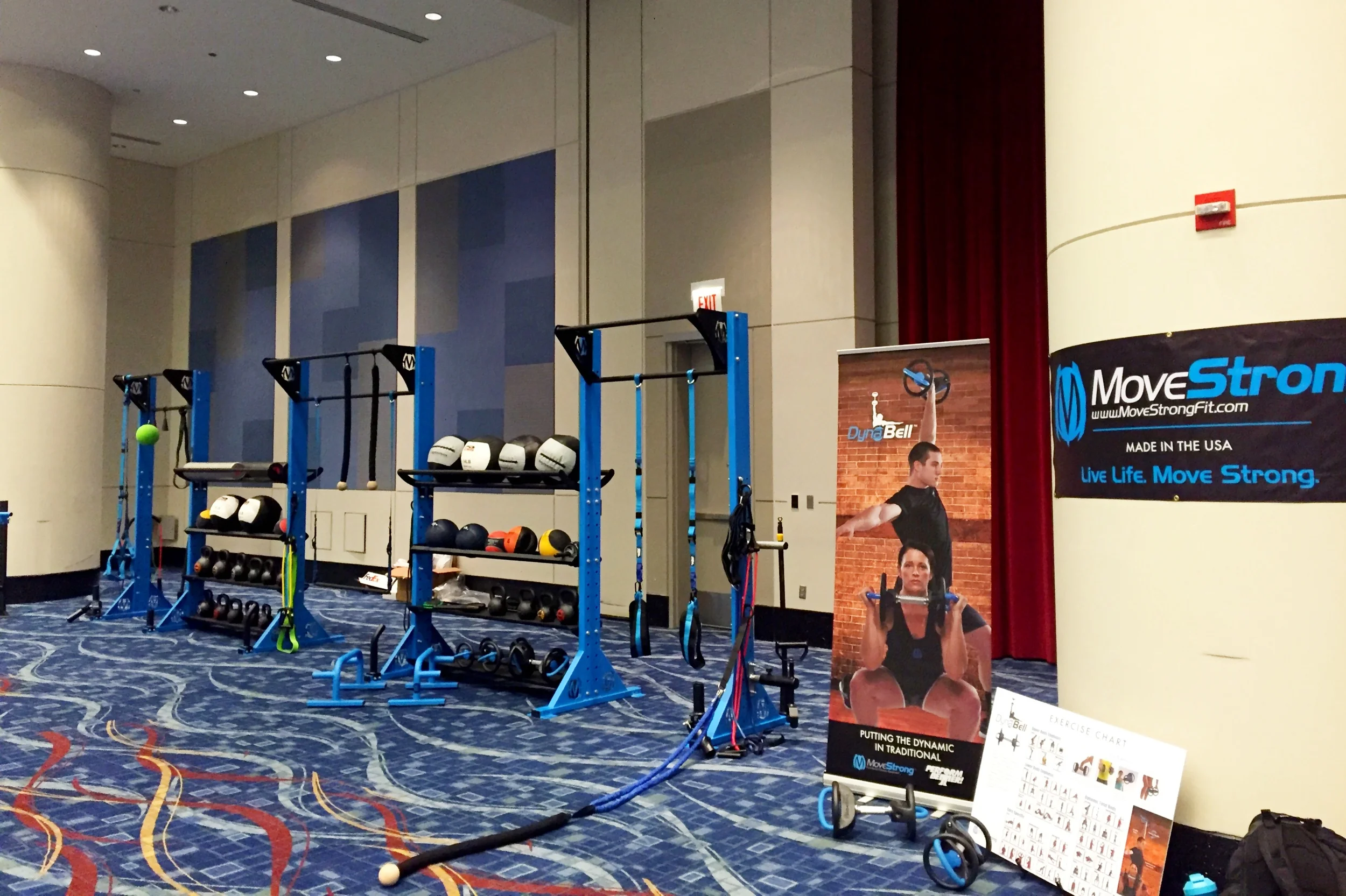 Fitness accessories organized for less floor space