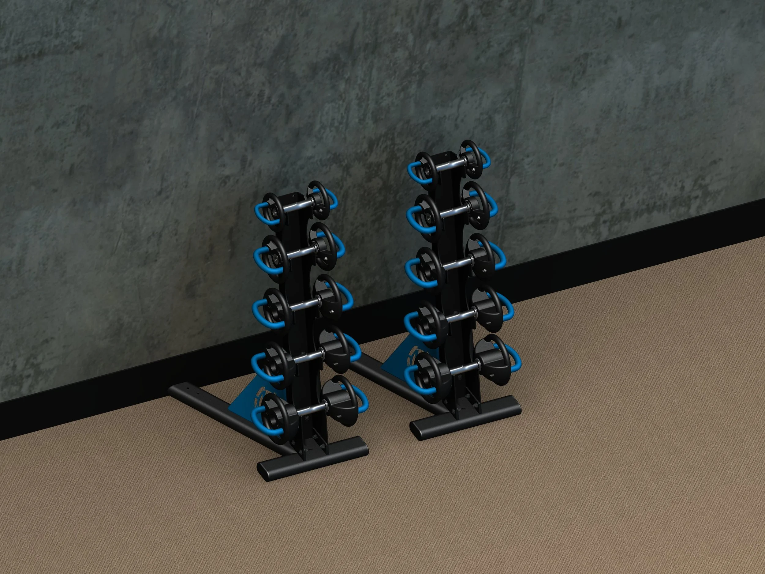 Single tier dynabell dumbbell rack storage