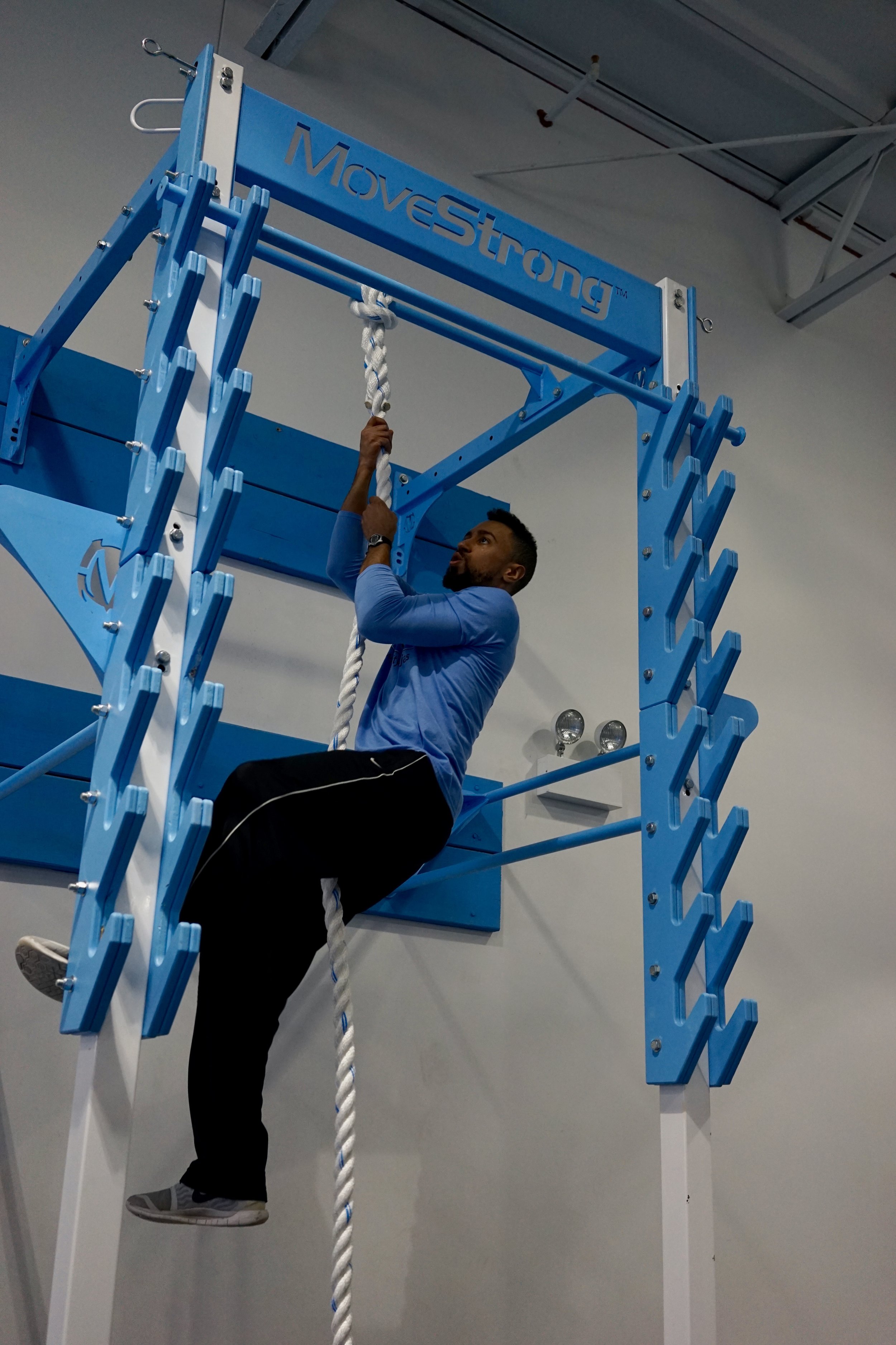 rope climb station on salmon ladder