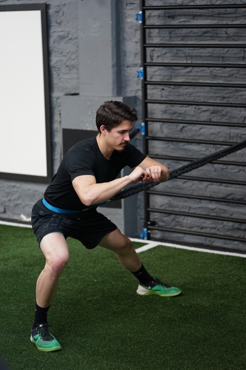 Lateral lunge with band assist