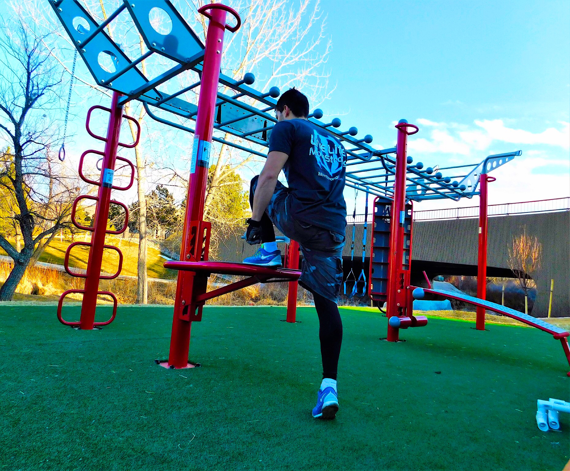 Bodyweight exercise outdoors