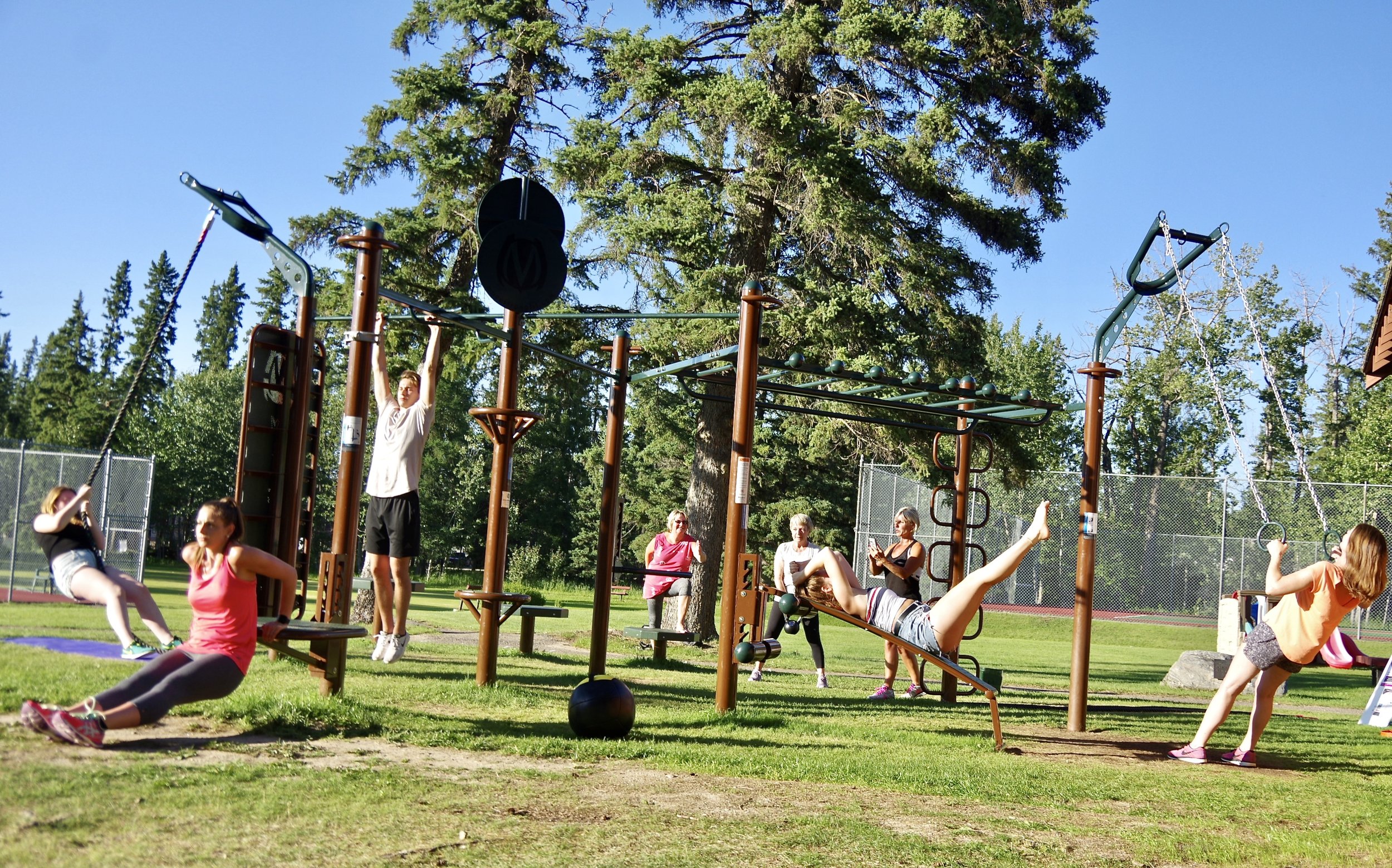 Group outdoor fitness workout