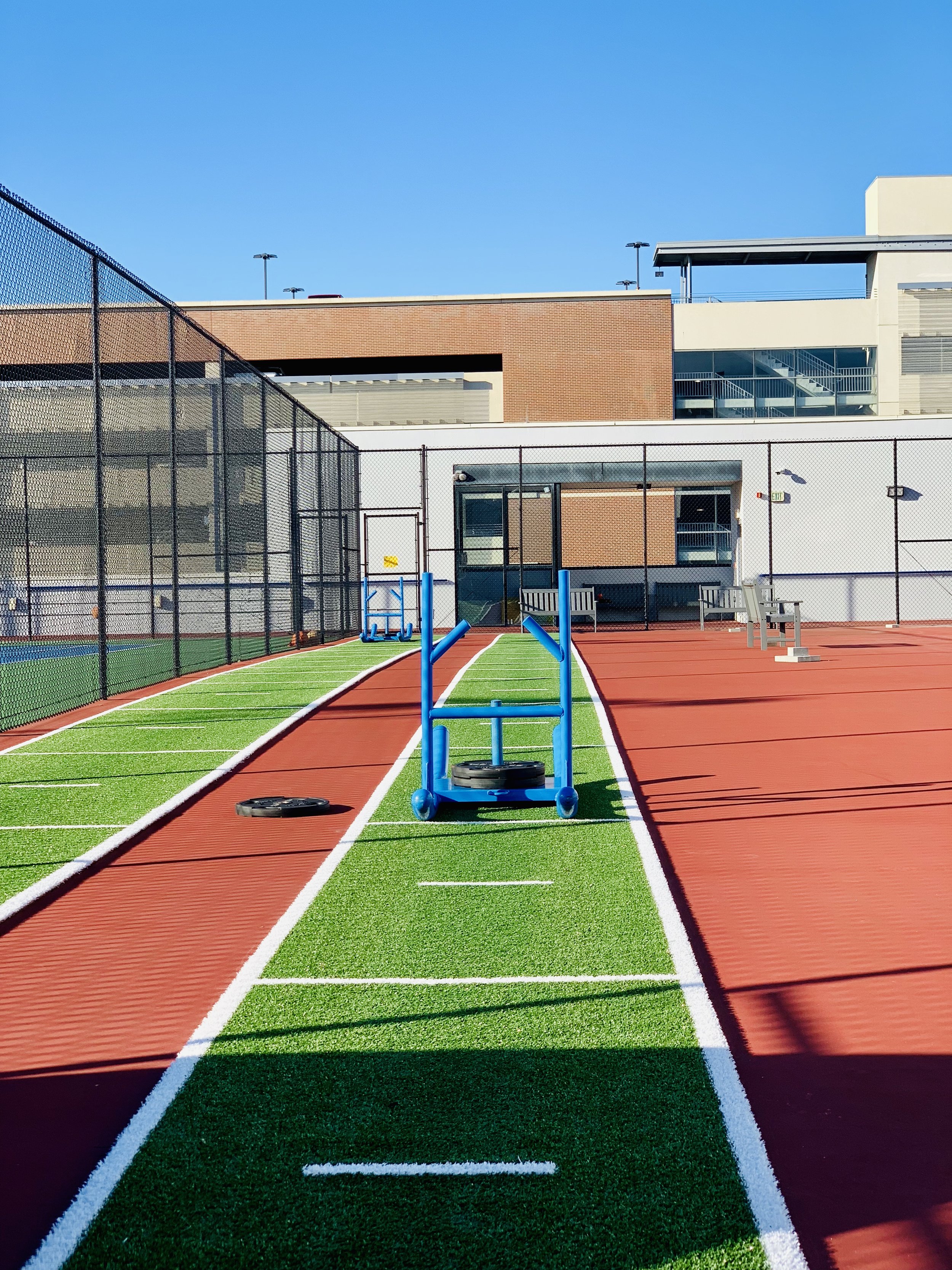 Sled fitness turf area