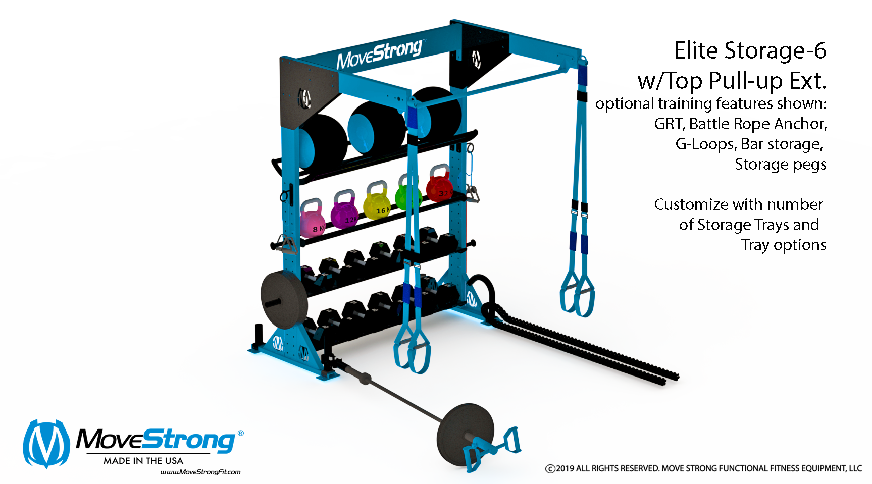 MoveStrong Elite Storage-6 with Single Top Pullup Bar
