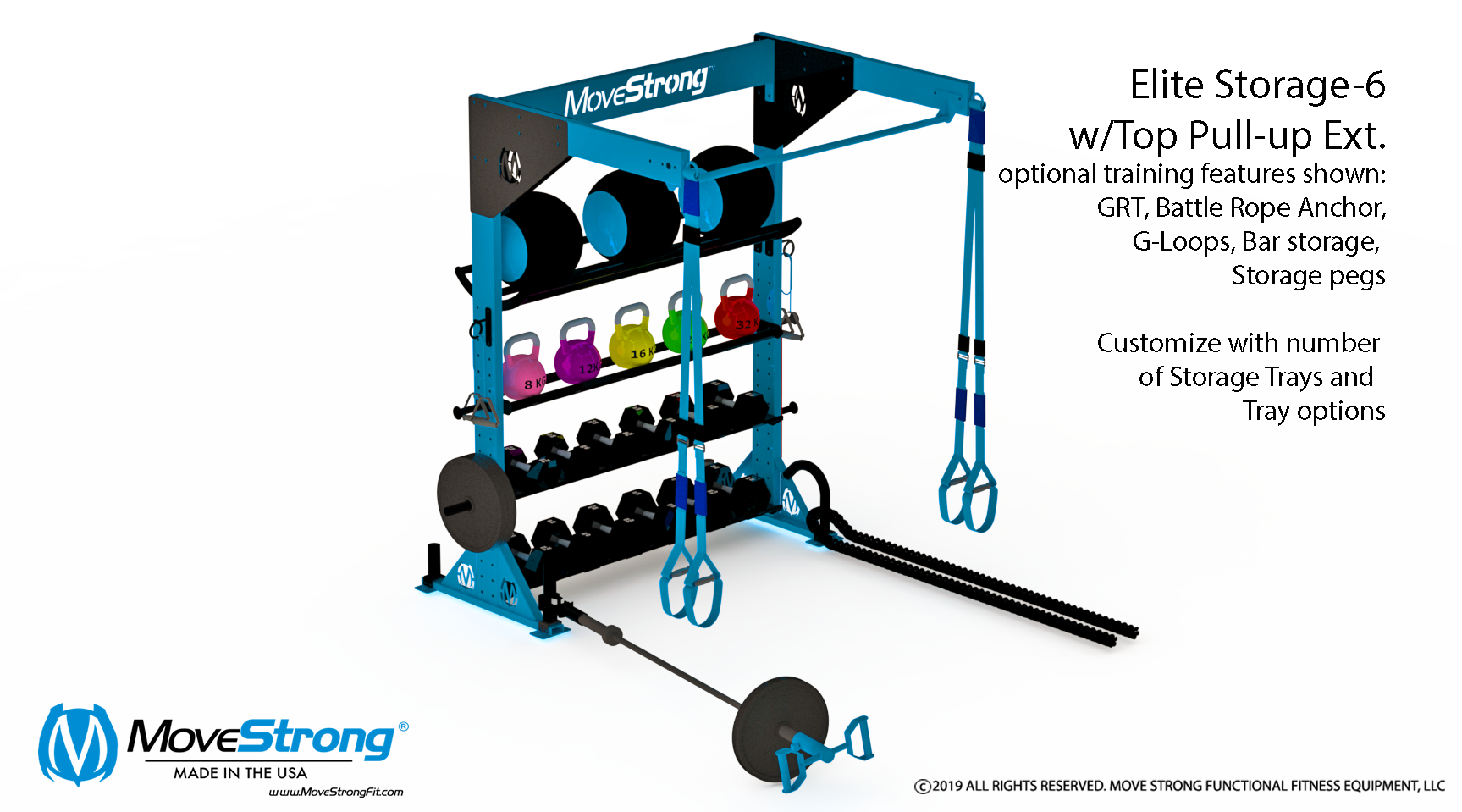 MoveStrong Elite Storage-6 with Single Top Pullup Bar