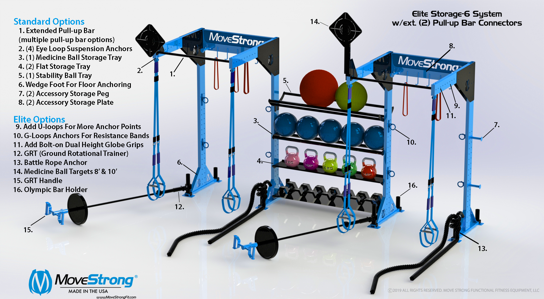 Elite Storage-6 w/ (2) extended Pull-up bars connectors