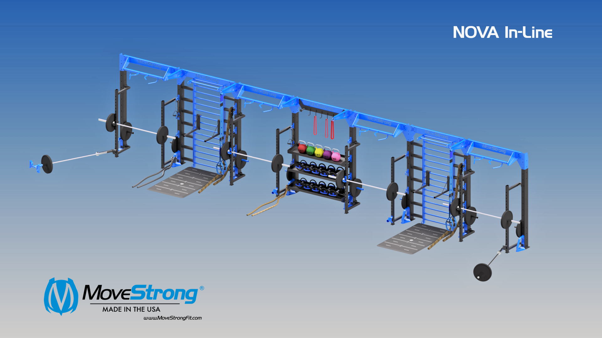7- Bay In-Line With 3 Squat Stands