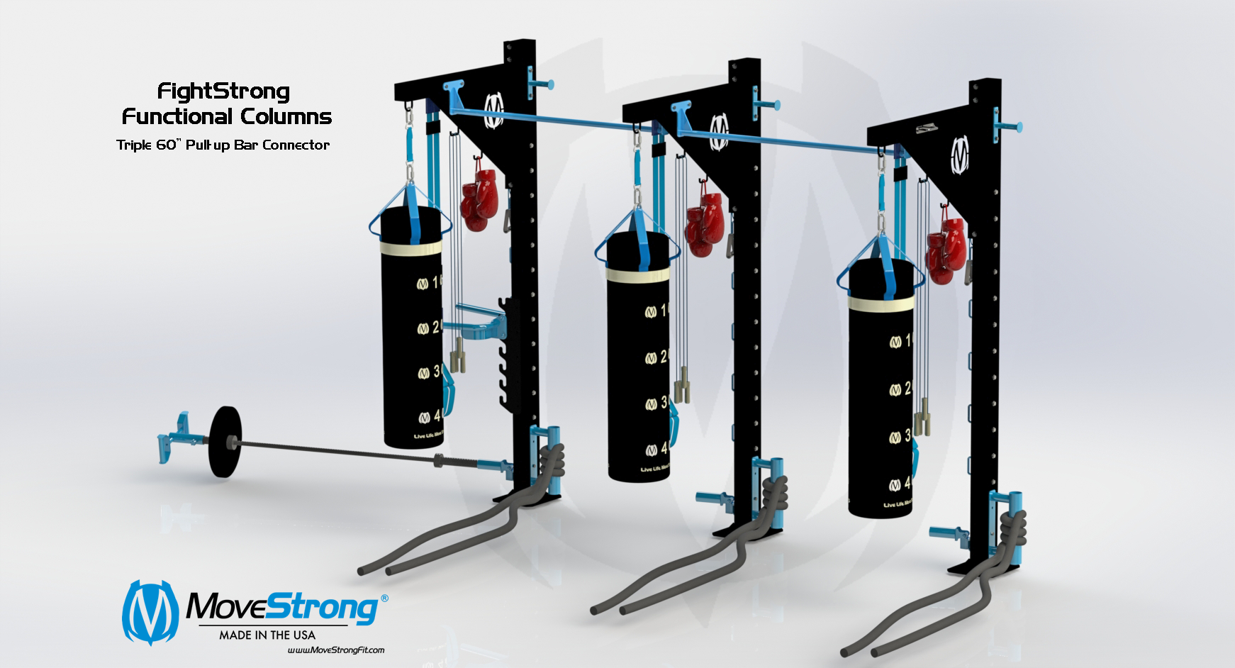 Modular Heavy Bag Stands with Functional Fitness Training