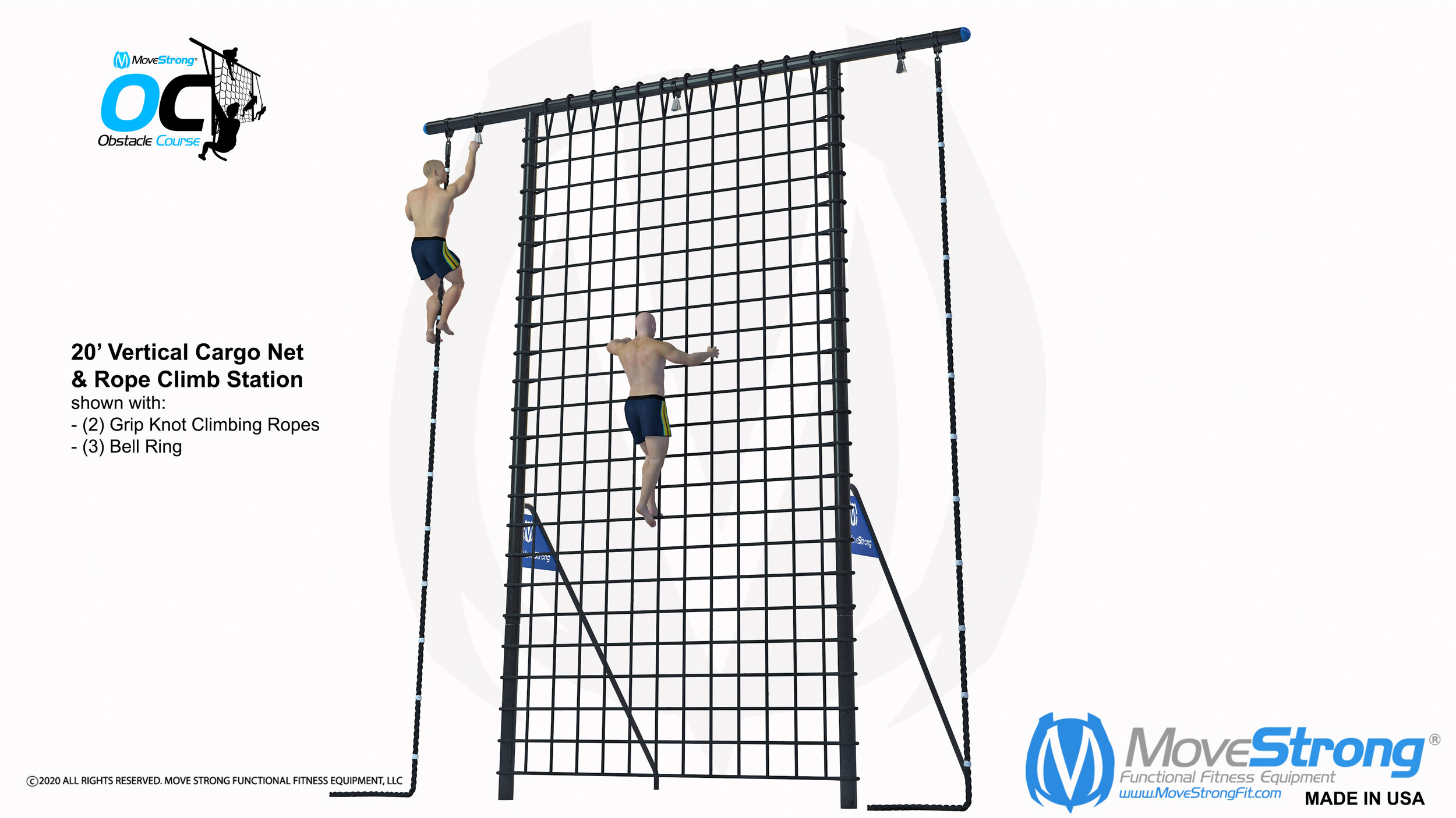 MoveStrong 20' cargonet and Rope climb