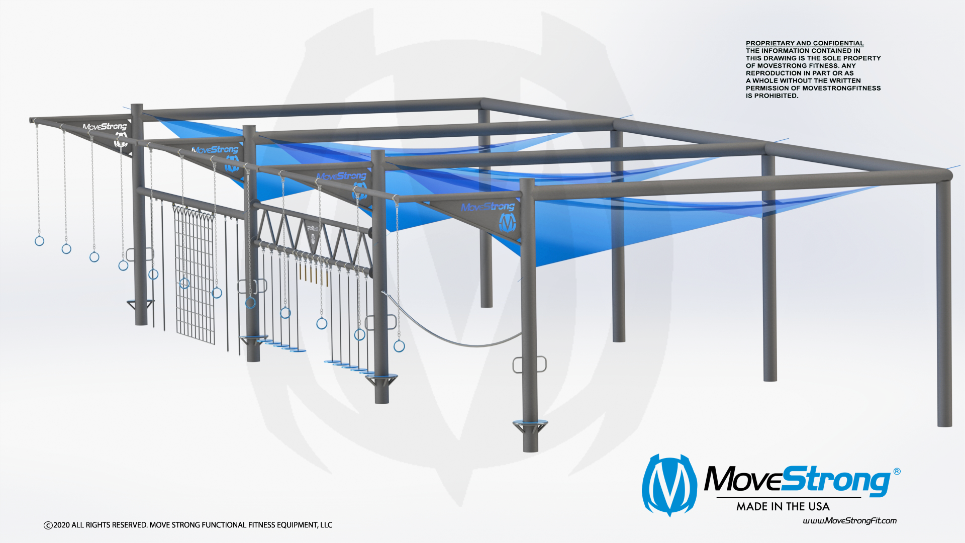 Fitness obstacle course shade structure design