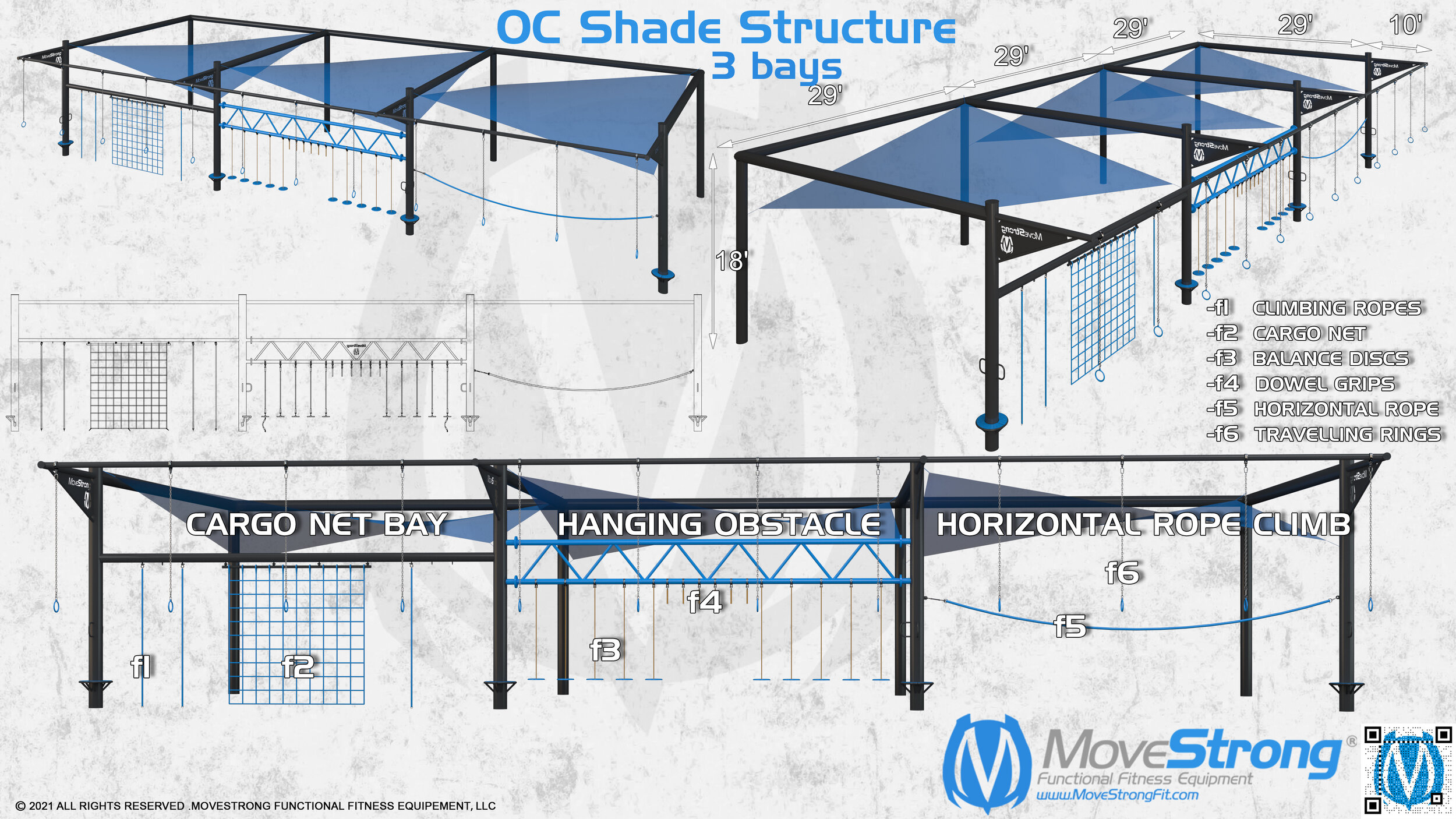 MoveStrong 3-Bay Training Shade Structure