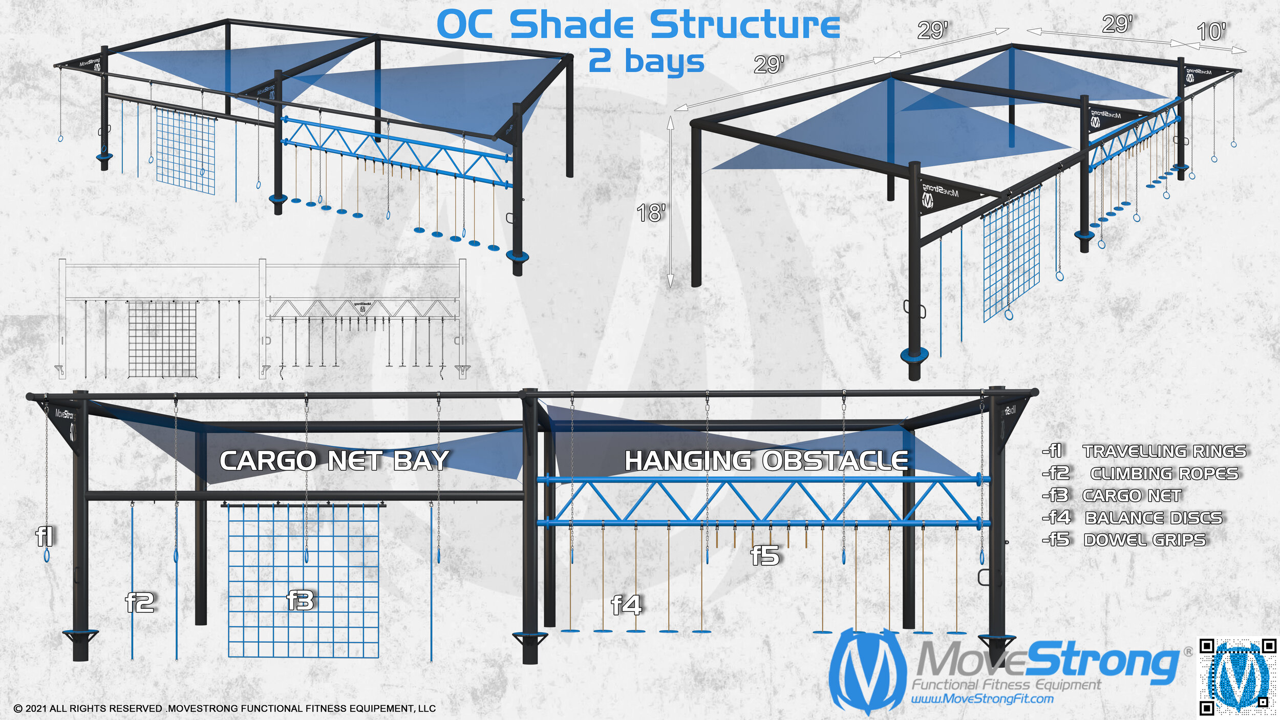 MoveStrong 2-Bay Training Shade Structure