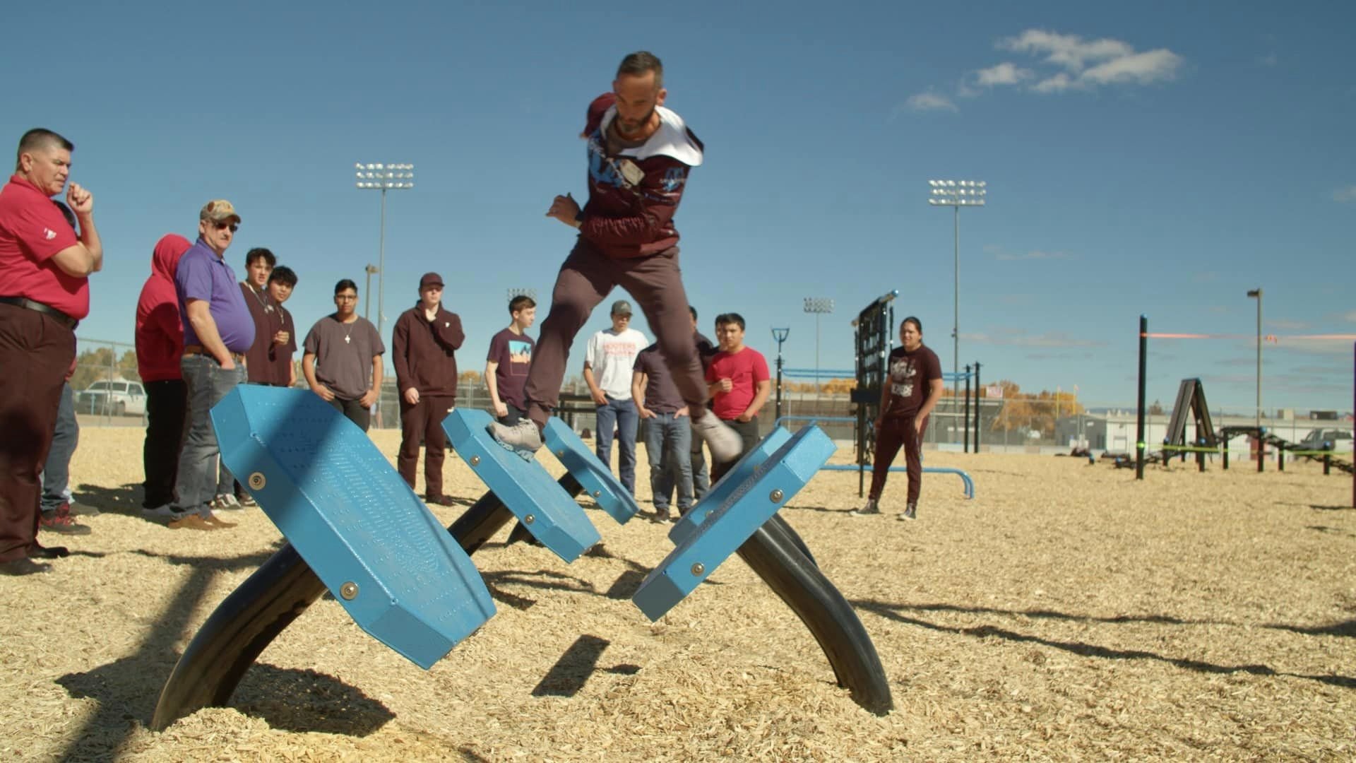  man using balance steps 