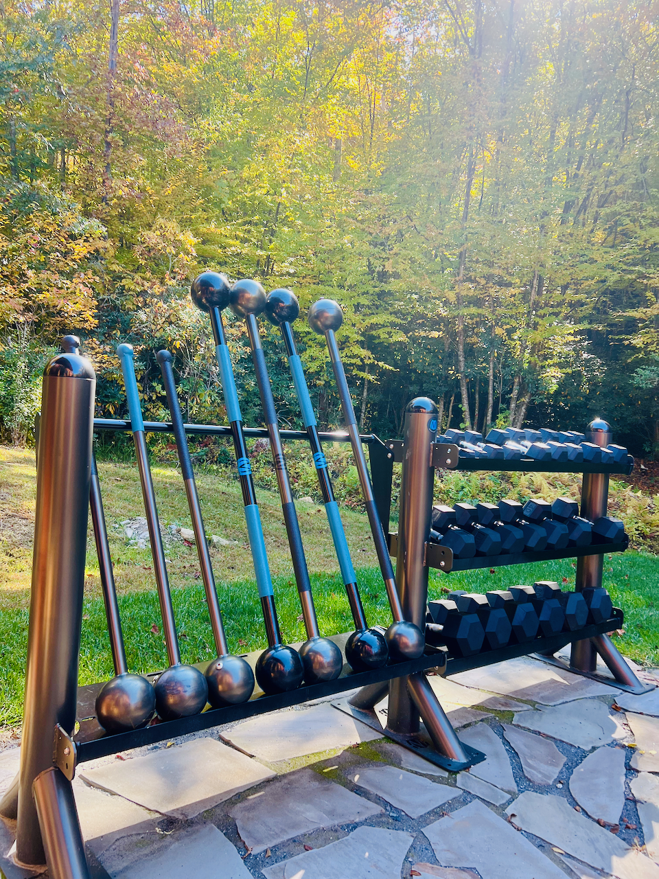 Outdoor gym DB rack storage