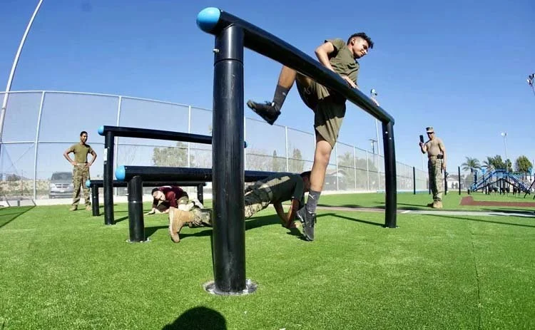 Over under agility post obstacle challenge, high school