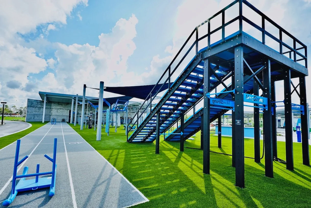 MoveStrong outdoor gym, parked and recreation, staircase, and ramp training