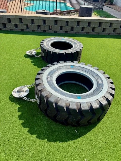 Fitness tire strength training anchor outdoor gym