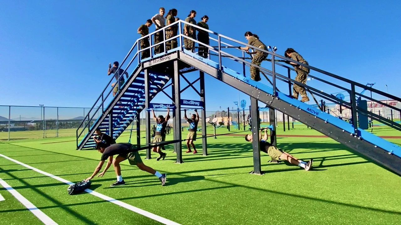 MoveStrong outdoor gym training area high school ROTCJROTC law-enforcement police first responders fire department, physical education