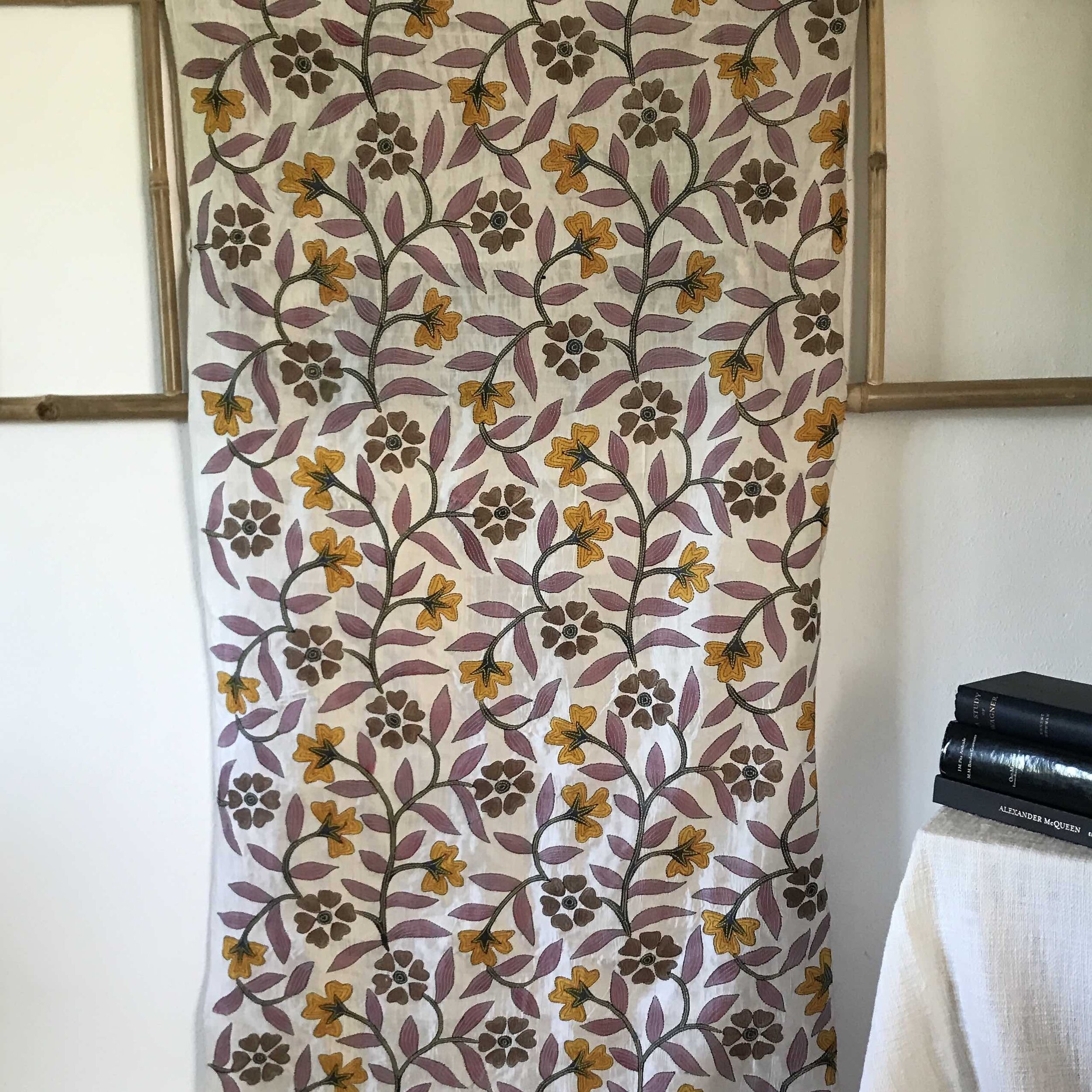 Handmade Silk Kantha Embroidery, Kantha Shower Curtain