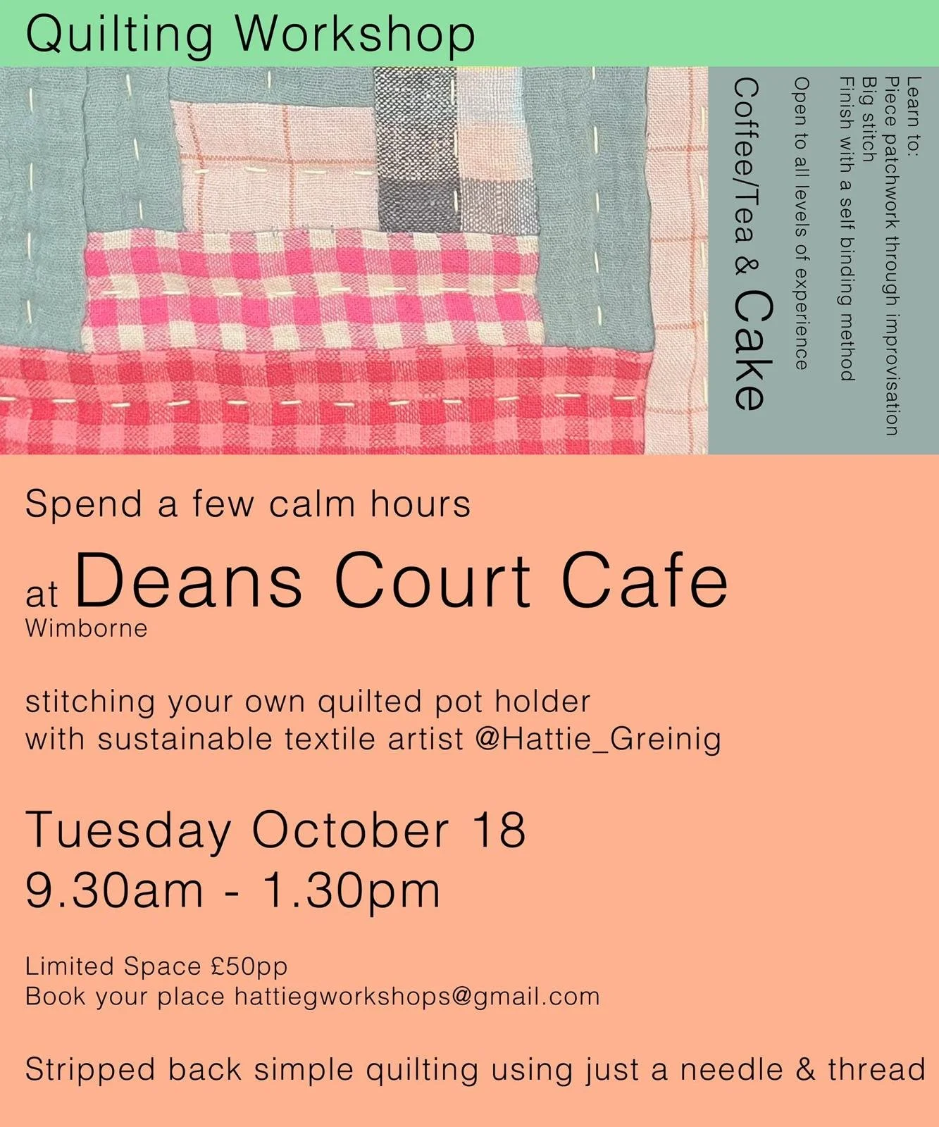 Quilting Workshop at Deans Court