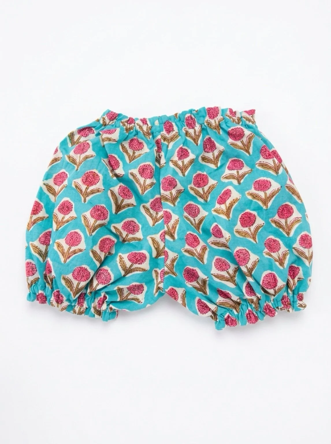 Baby bloomers - blue with pink flowers