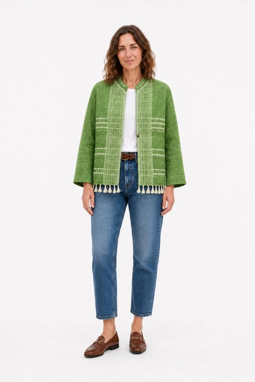 Hand made blanket jacket - Green