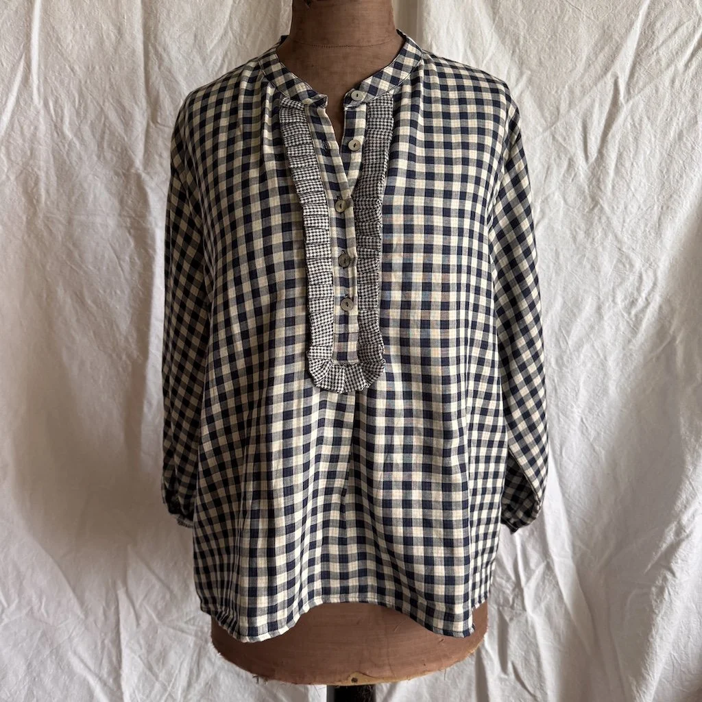 Blue and white Gingham Double Cotton Top (Copy)