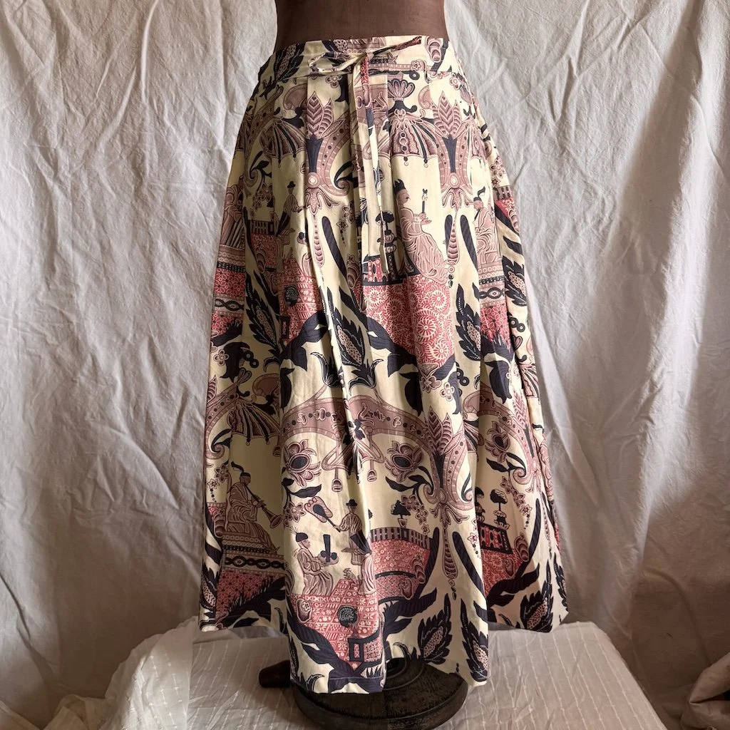 Elegant Chinoiserie Cotton Skirt