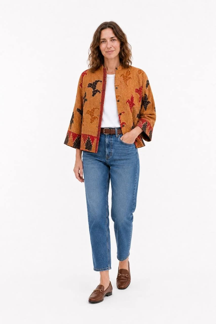 Short kantha jacket - Leaf