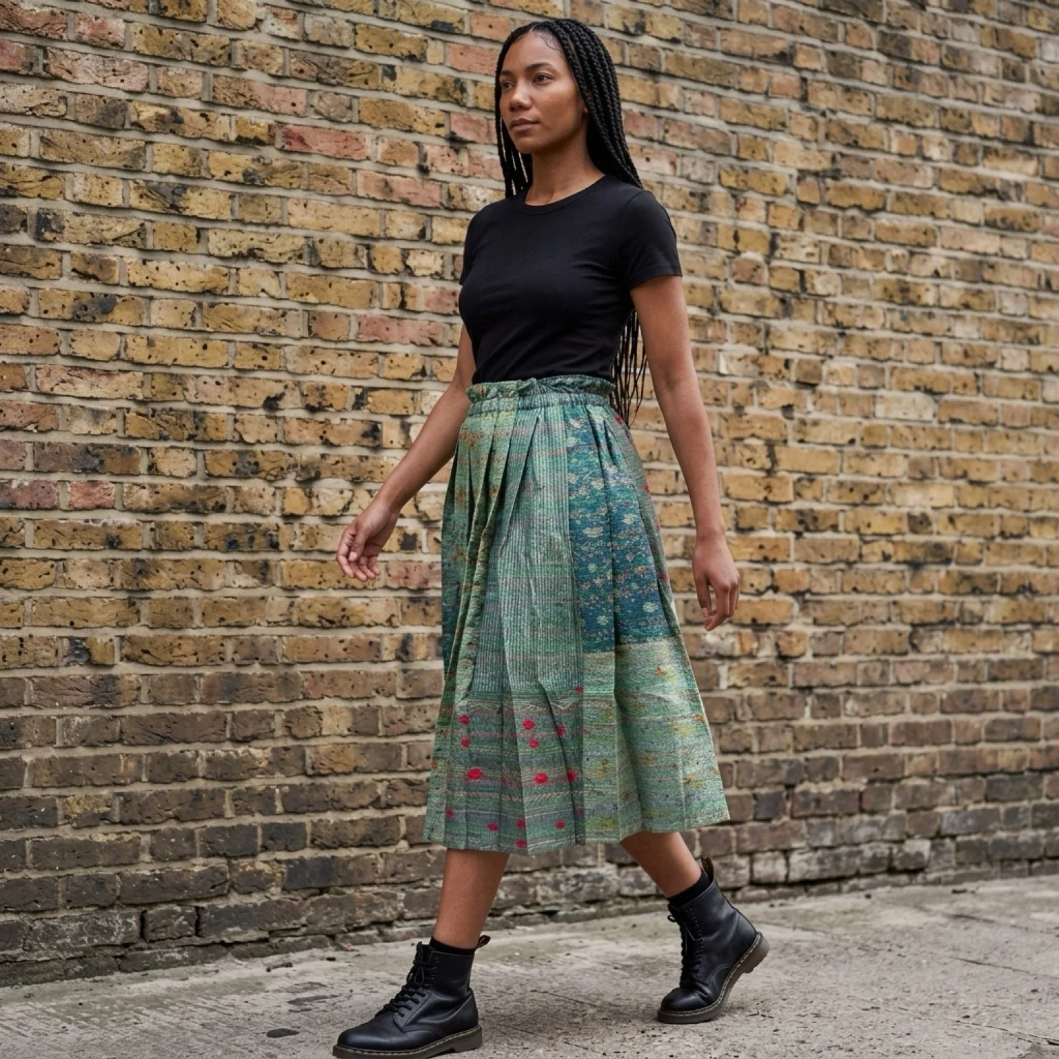 Injiri AW26 Silk skirt walking along.JPG