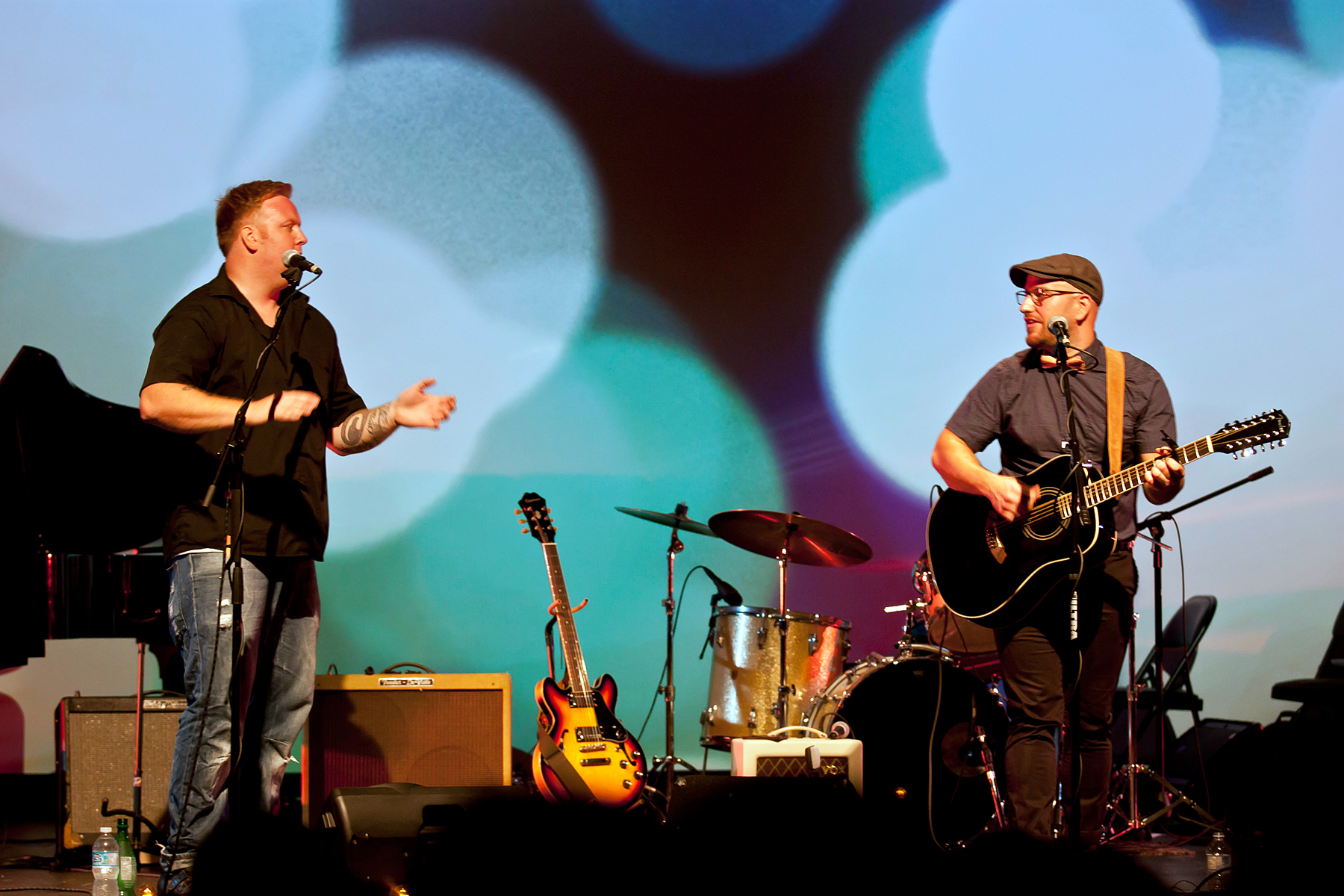 Tomi Swick with Mike Maas onstage at The Zoetic July 12, 2014.