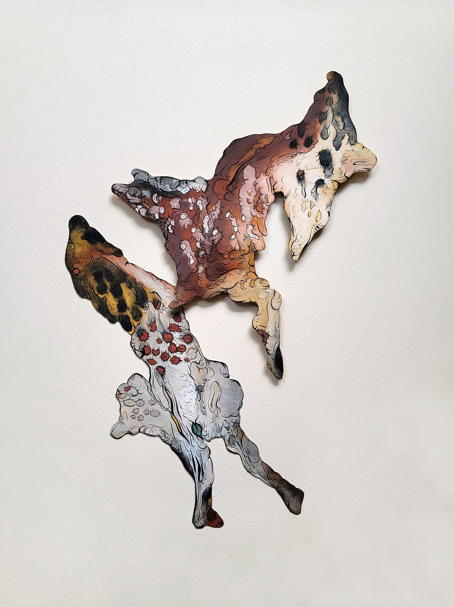   Meditation (Hind) , hand-prepared mineral colours on wasli, collage on board, 18.5” x 14.25”, 2022.  