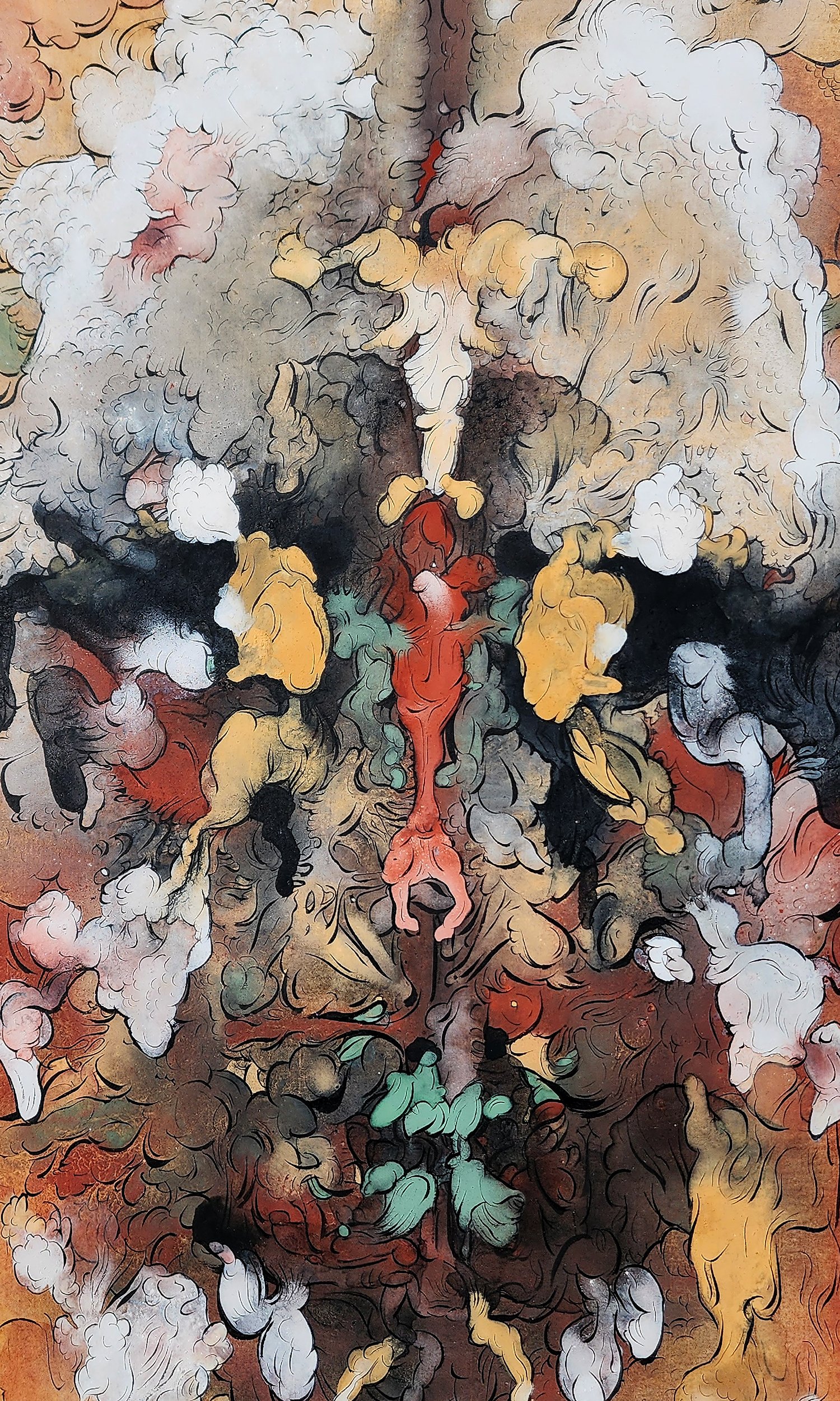   Sentry , hand-prepared mineral colours on wasli, 13.5” x 8”, 2021.  