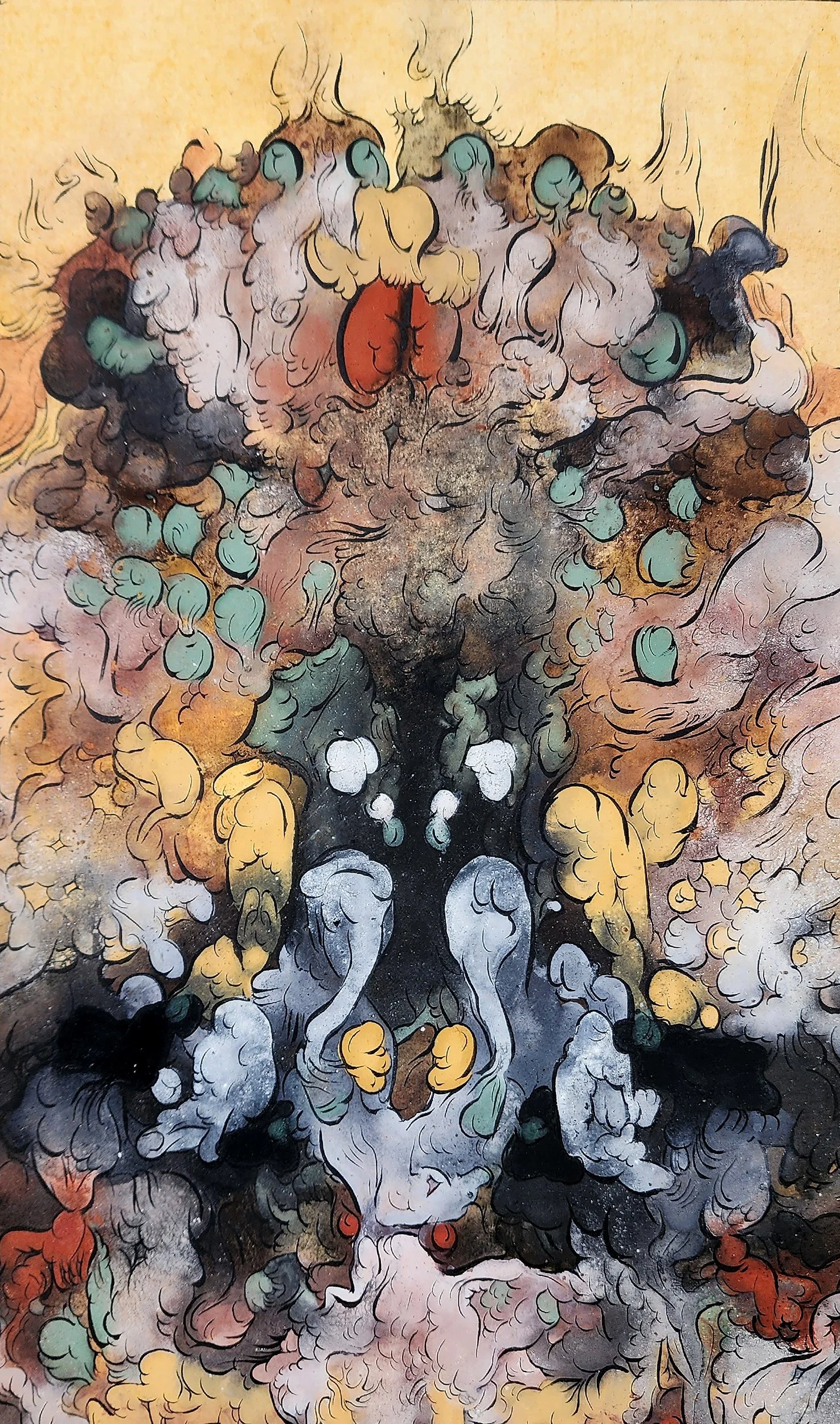  Mother, hand-prepared mineral colours on wasli, 13.5” x 8”, 2025. 