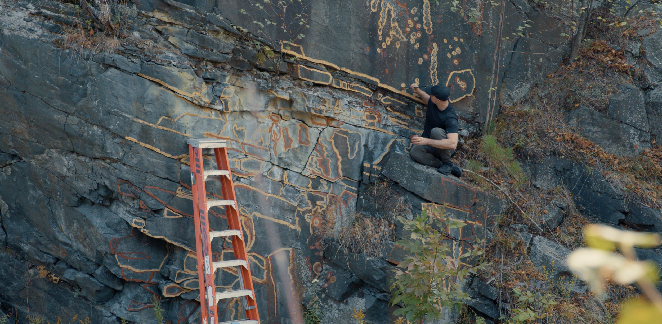  Mineral paints of pigment sourced from the land illuminated latent compositions formed by geological processes, infrastructure development, and the activity of flora and fauna over time.&nbsp;These natural fissures and scars of extraction&nbsp;docum