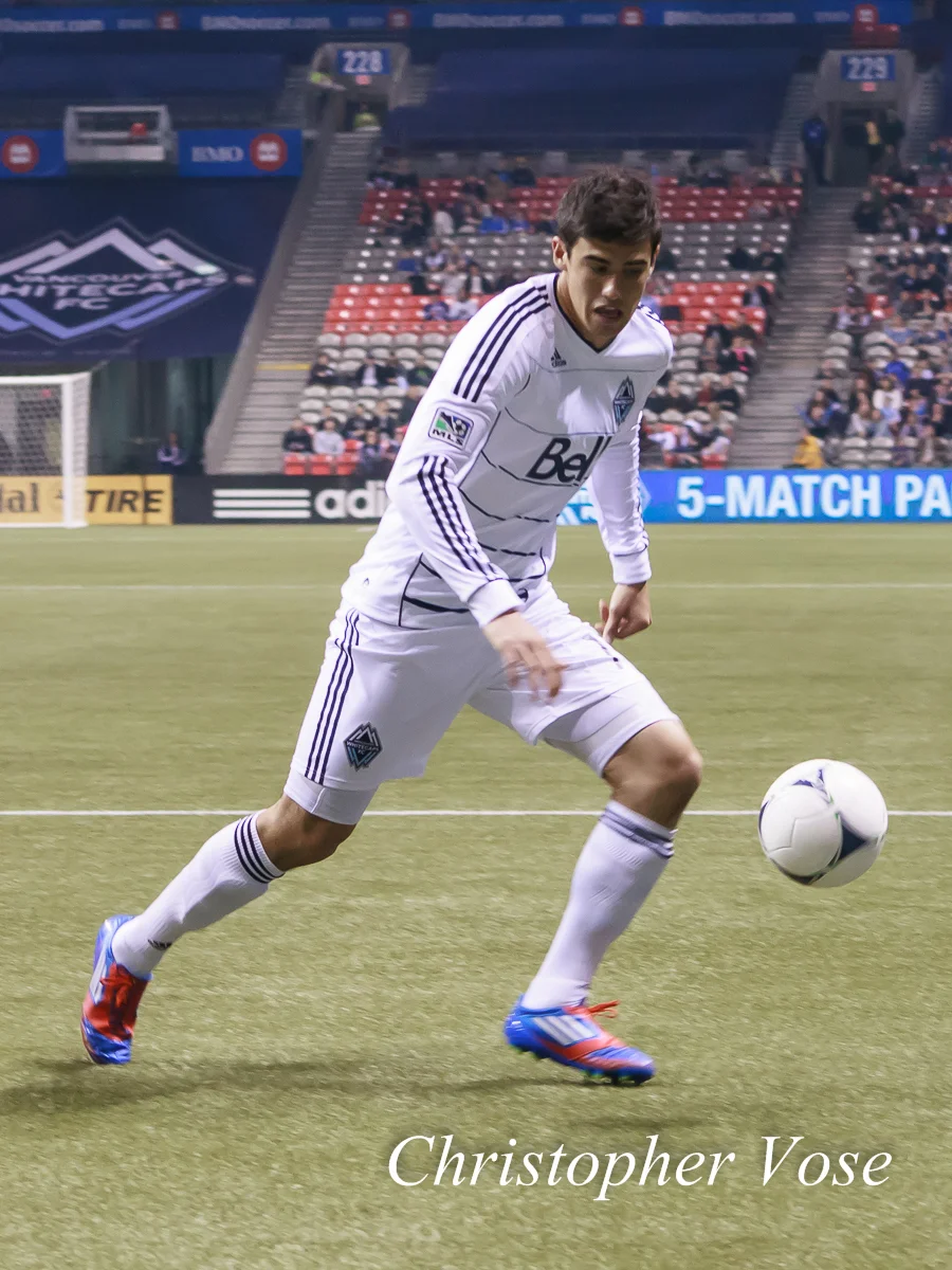 Omar Salgado chases the ball at BC Place on 18 April 2012.