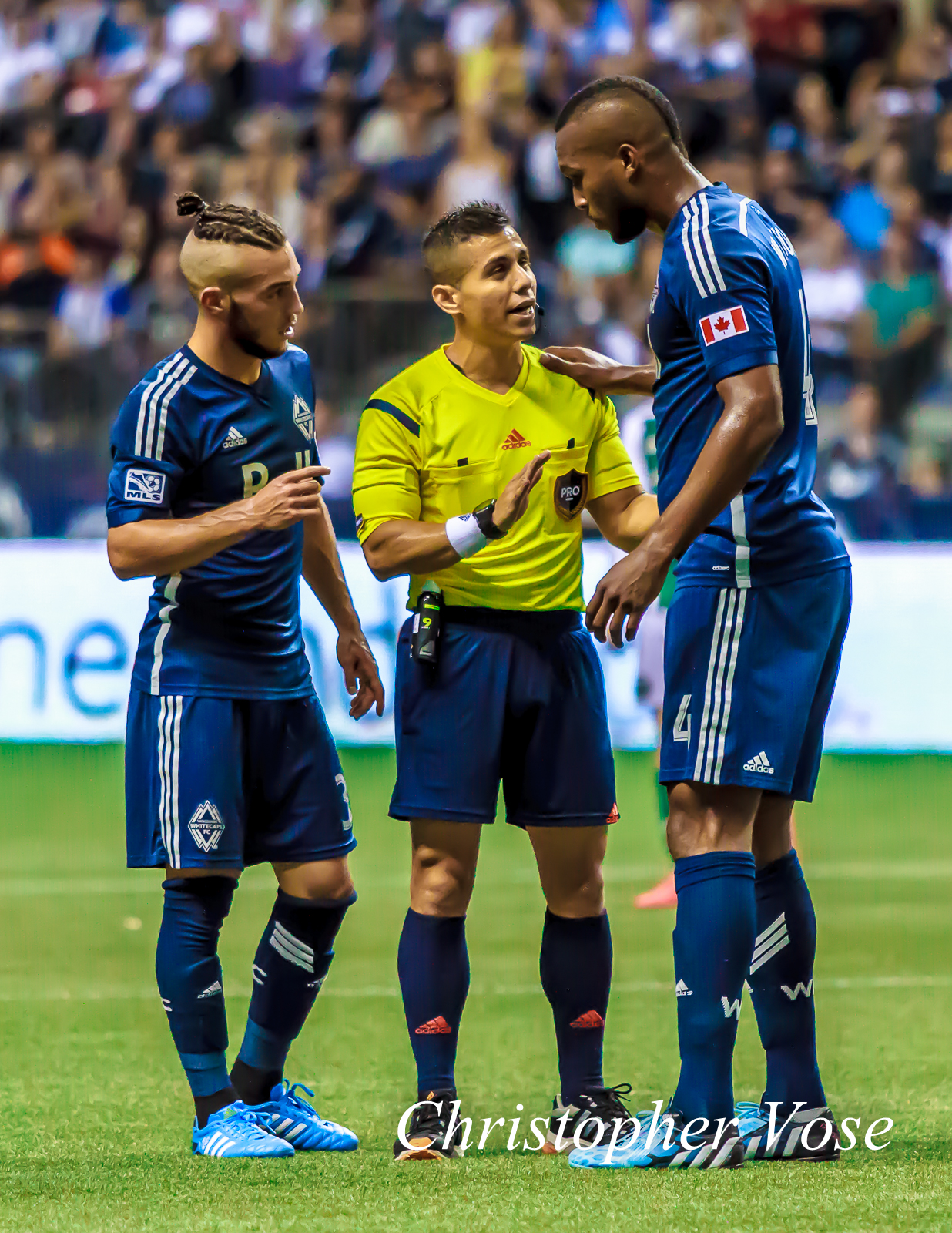 2014-08-30 Russell Teibert, Armando Villarreal, and Kendall Waston.jpg