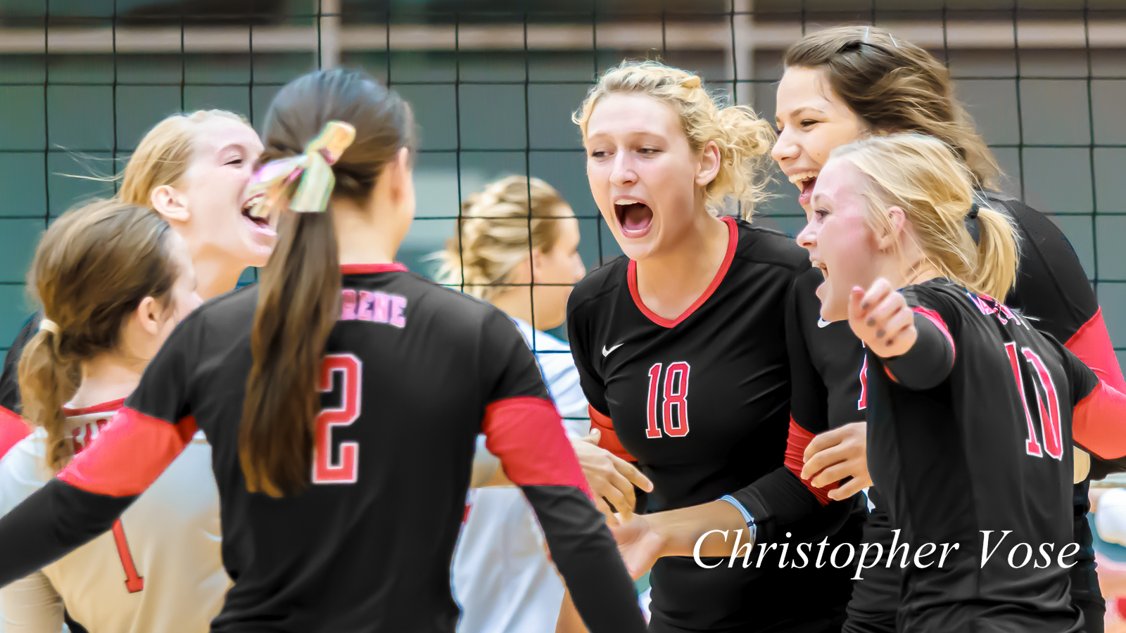 The Northwest Nazarene Crusaders celebrate their 3-1 victory over the Simon Fraser Clan on Thursday night.