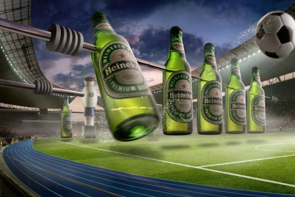 A Heineken-inspired fussball stadium.