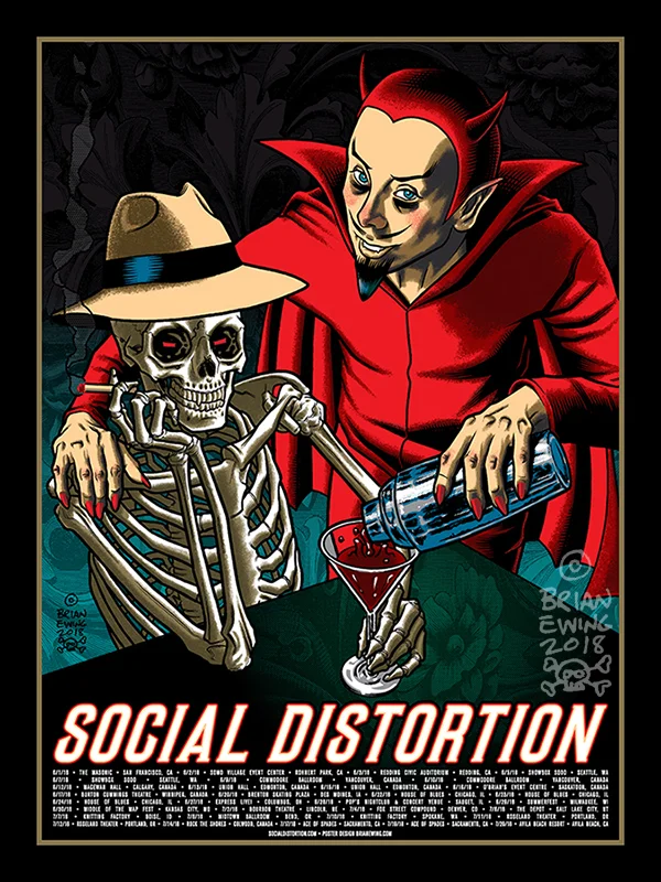Social Distortion ライブポスター SOCIAL DISTORTION 2001 SAN DIEGO TOUR POSTER-Skeleton