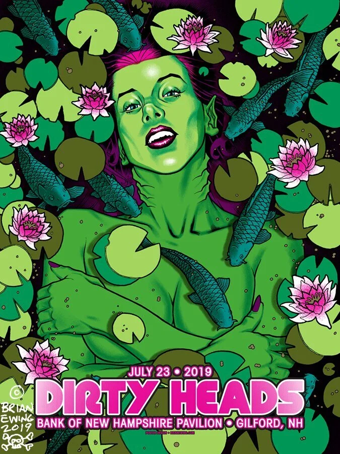 Official DIRTY HEADS - tour poster illustration designed by Brian Ewing
