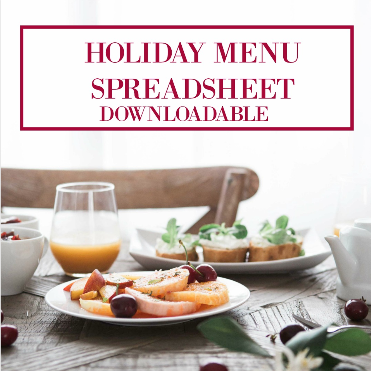 Holiday Menu Spreadsheet Download