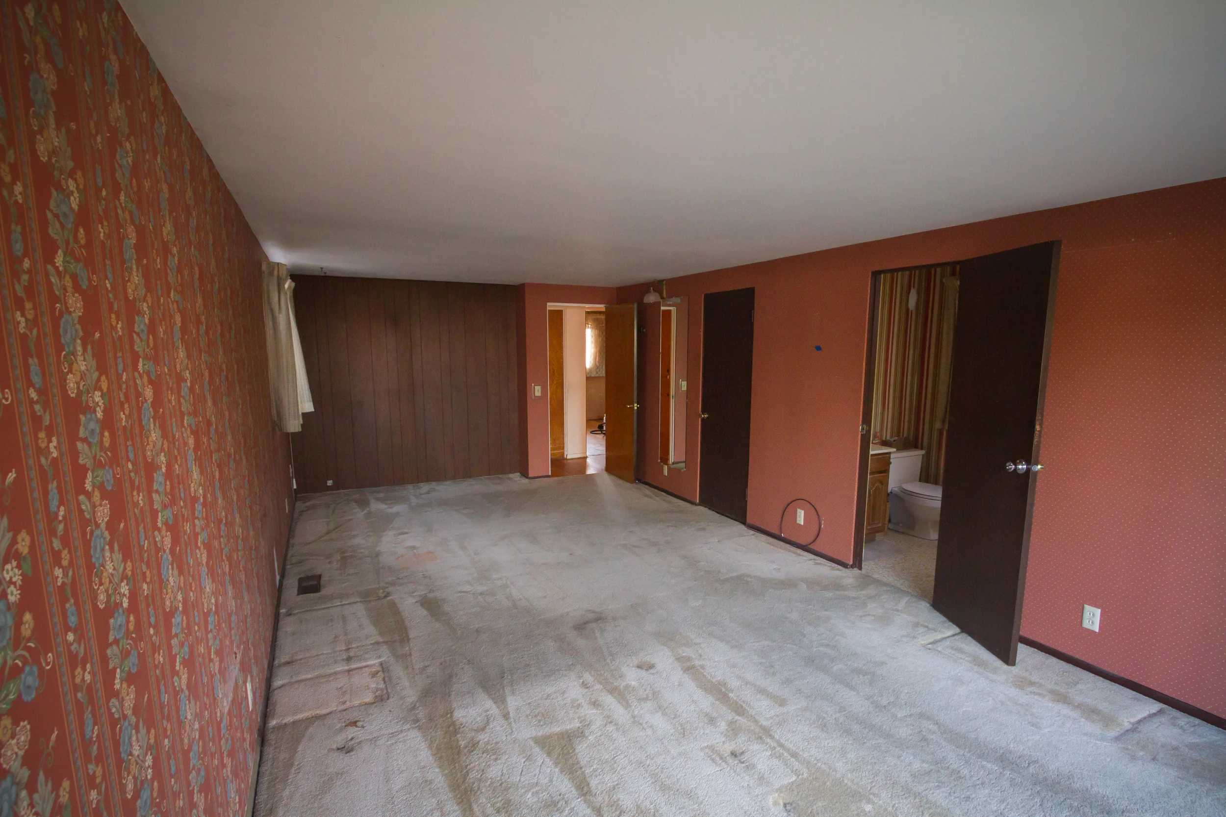 View from the back of the room, right next to the sliding glass door to the backyard.