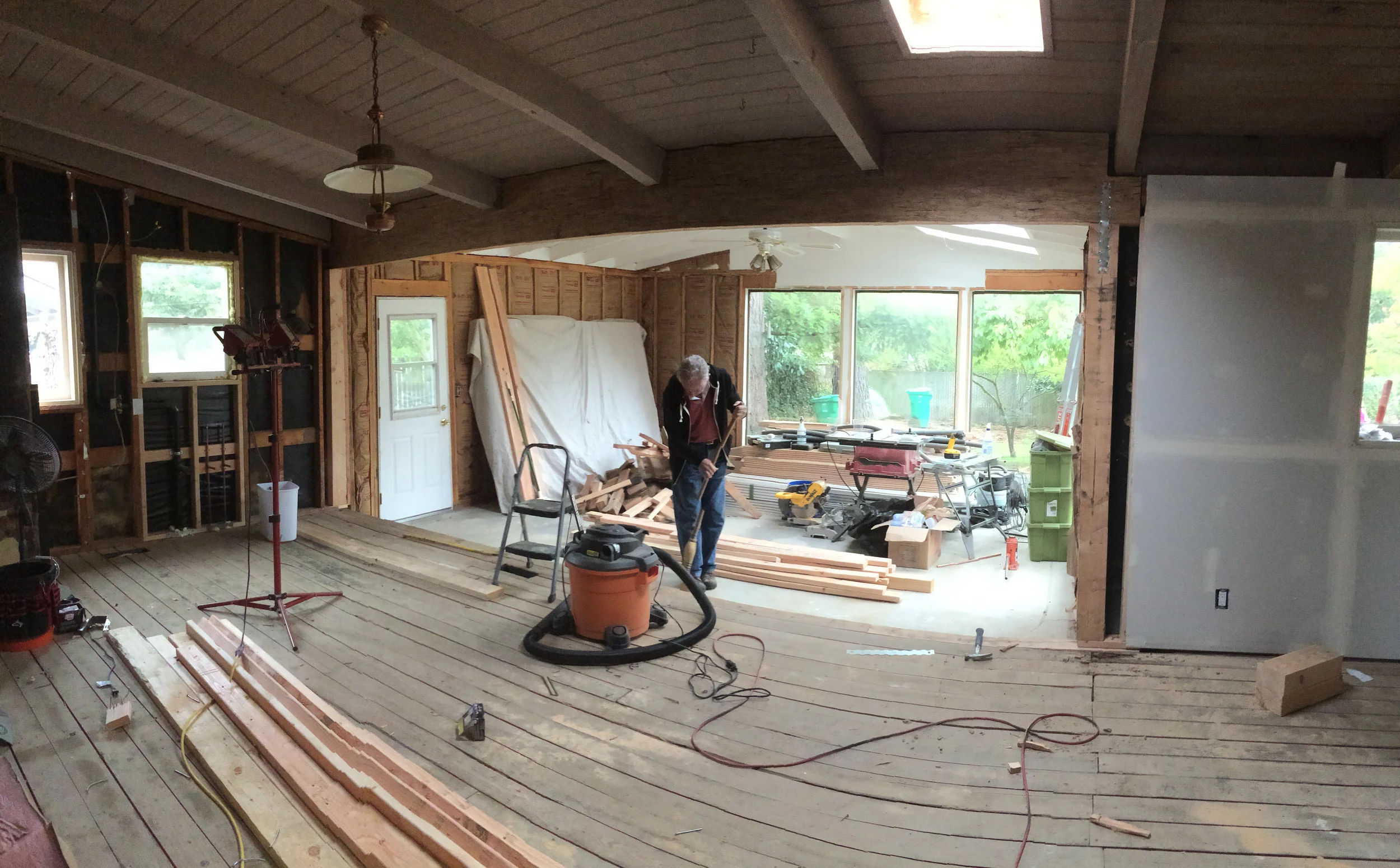 Dad doing cleanup after the beam went in. Thank you Dad!