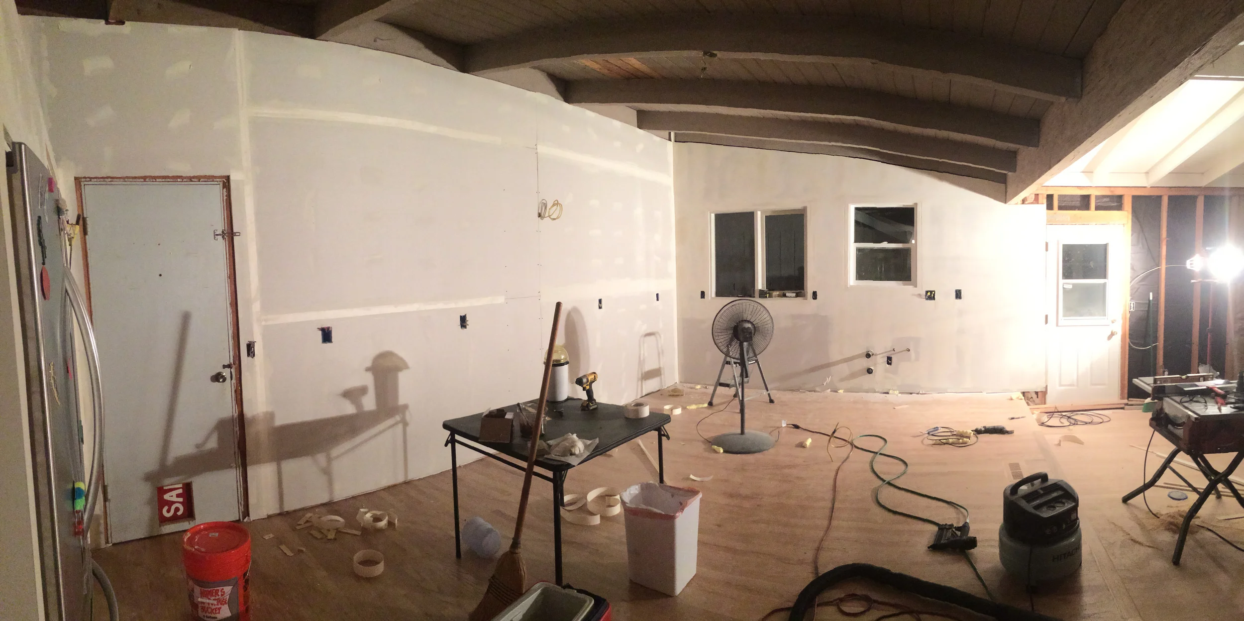 Drywall and flooring in the kitchen!