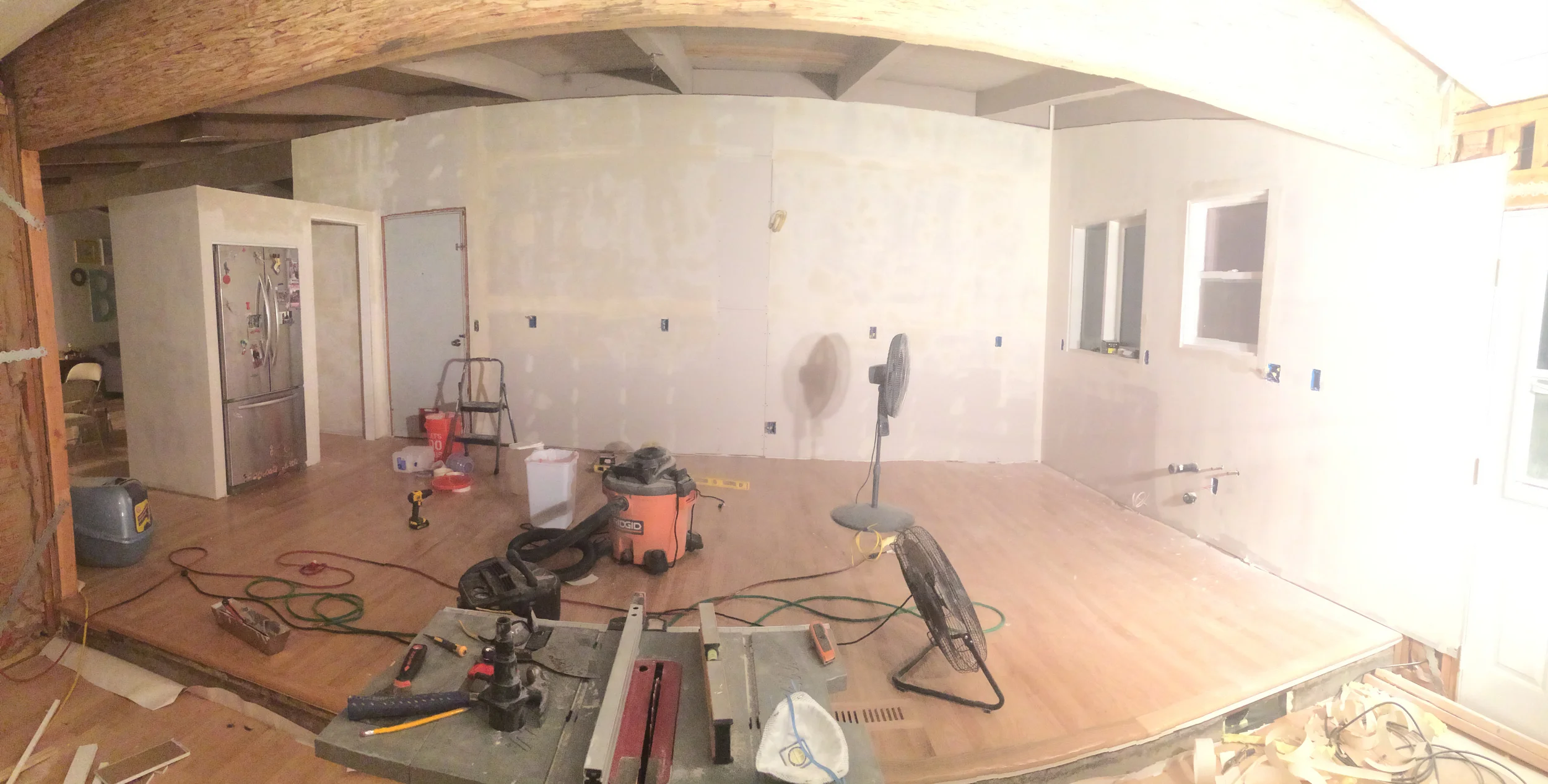 The house was so much warmer once the drywall went up.