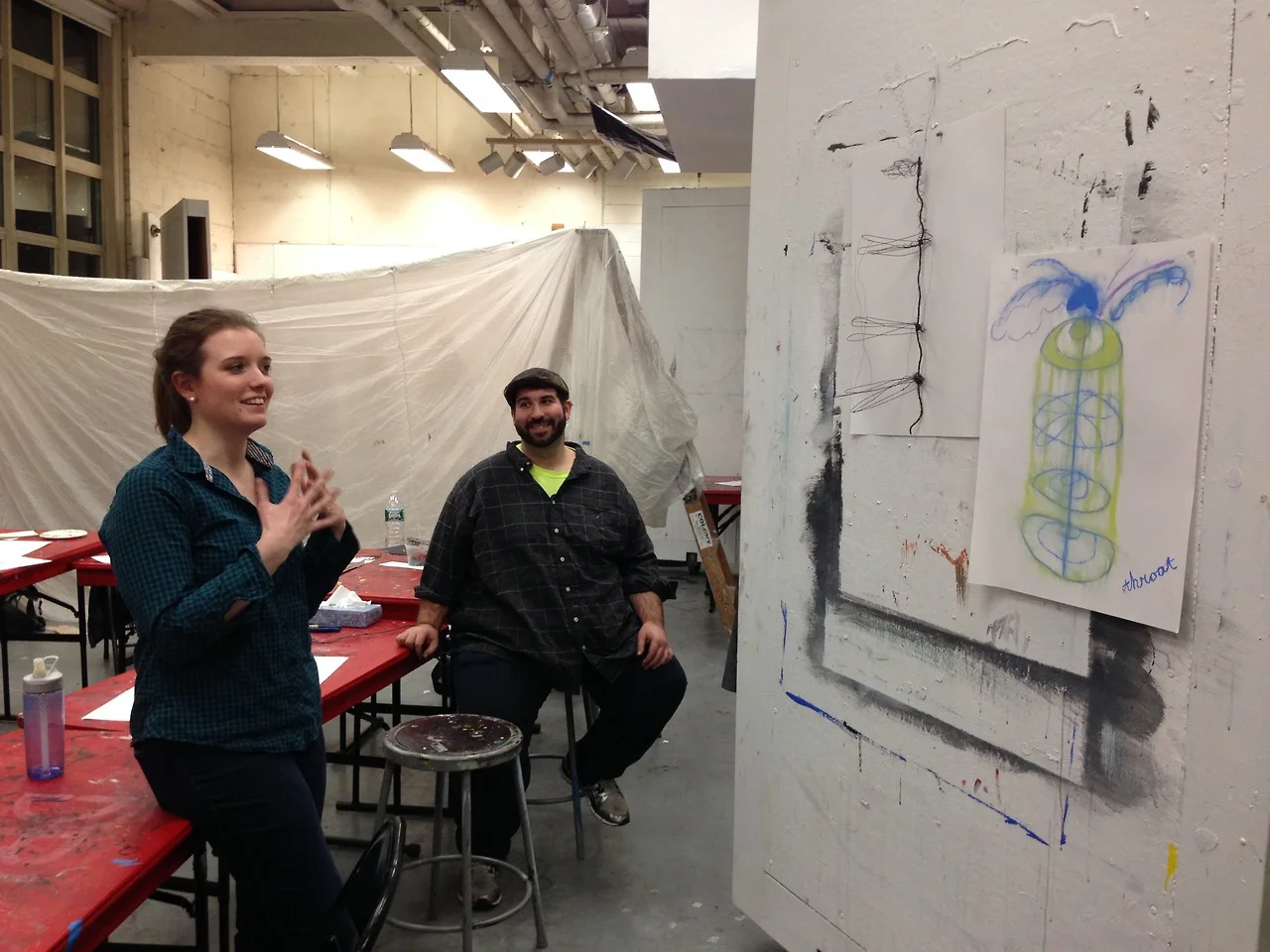 Explaining my wire work to the class