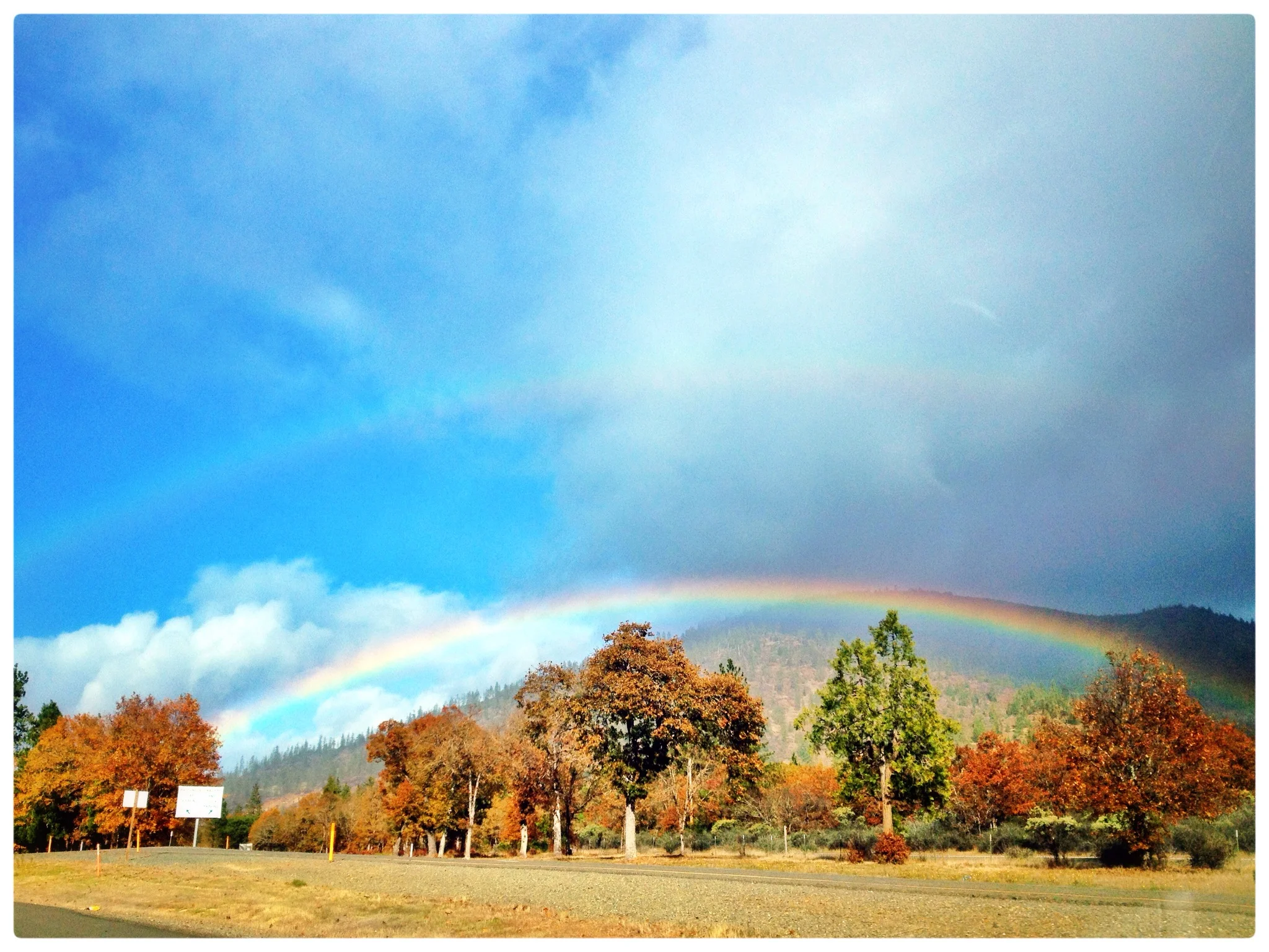 Double Rainbow Through Dirty Windshield